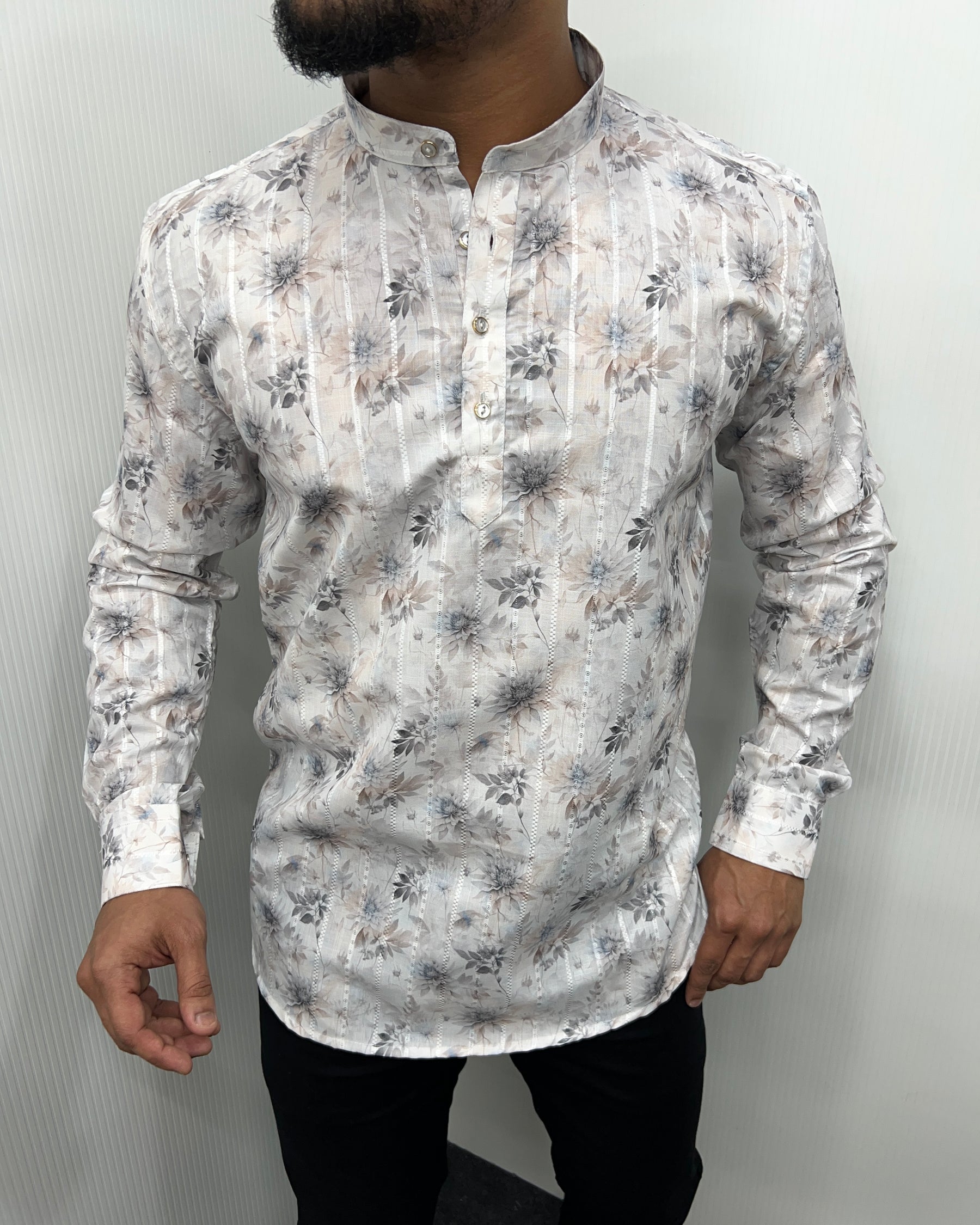Jari Fabric Printed Premium Short Kurta