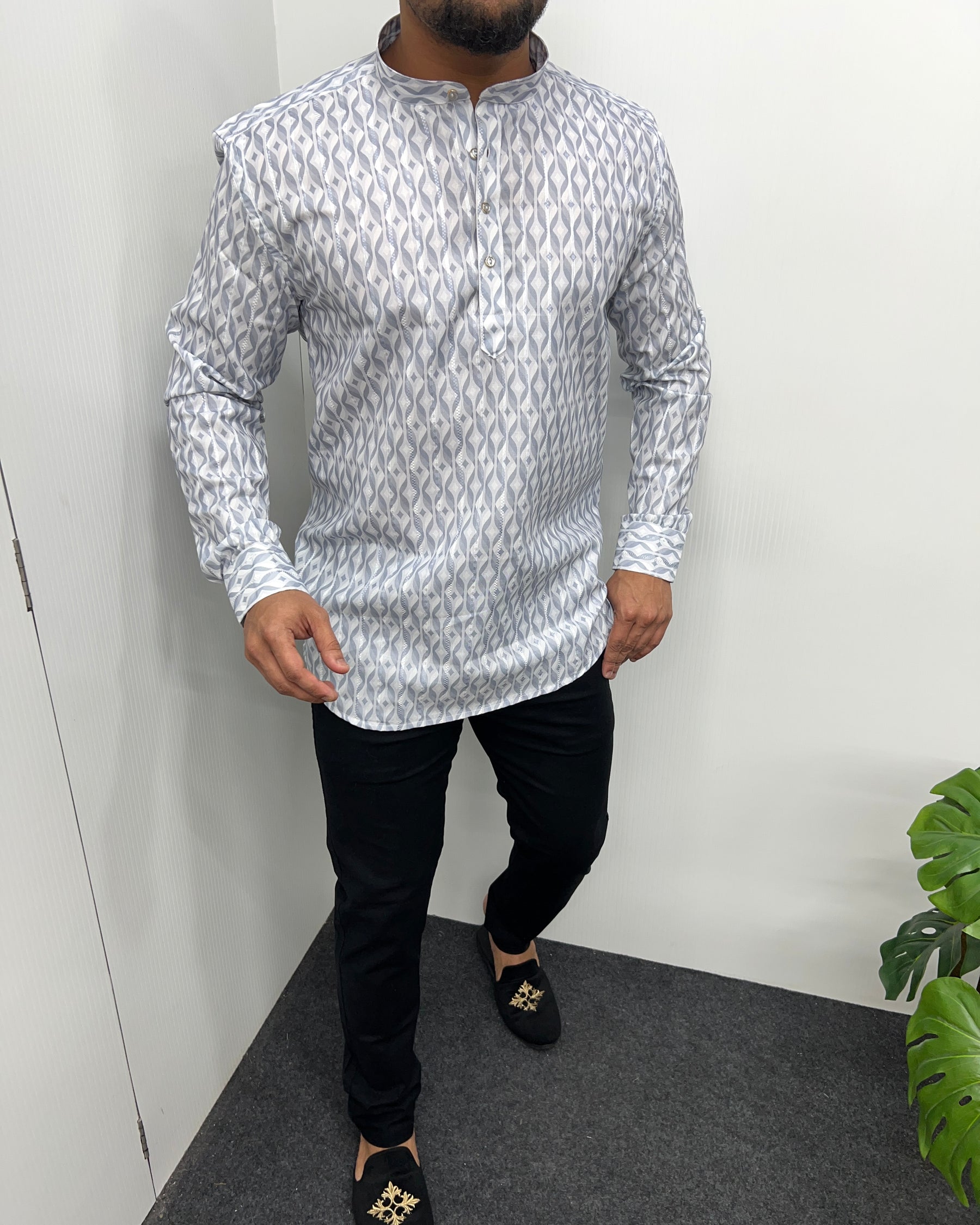Jari Fabric Printed Premium Short Kurta