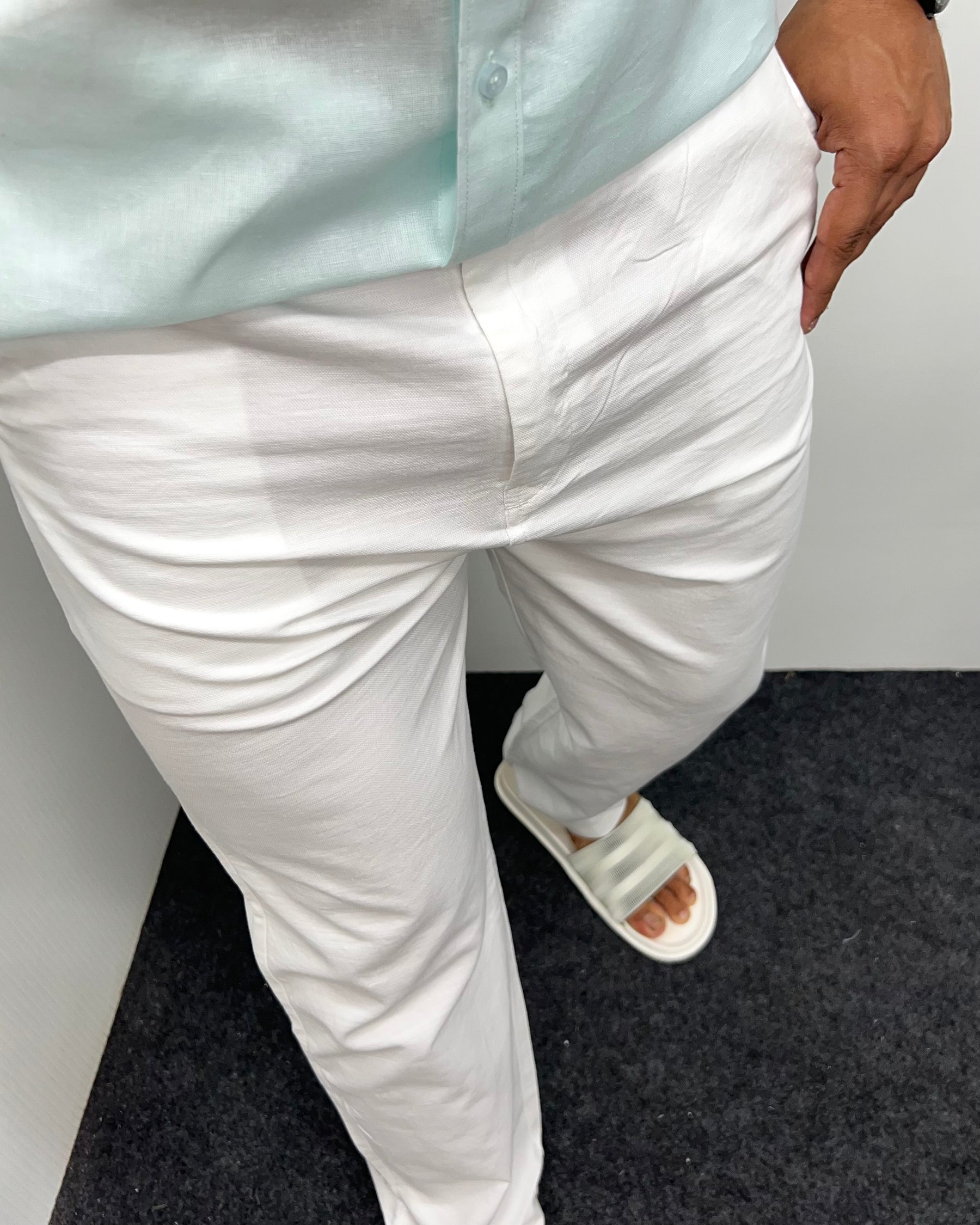 White Imported Dobby Baggy Pant