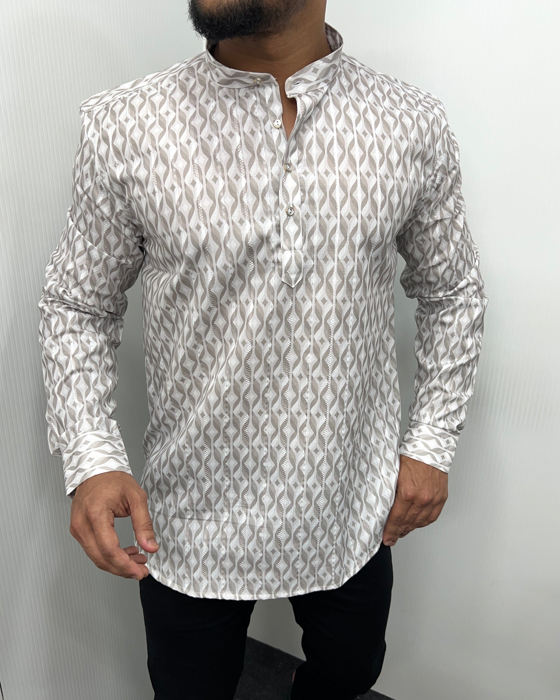Jari Fabric Printed Premium Short Kurta