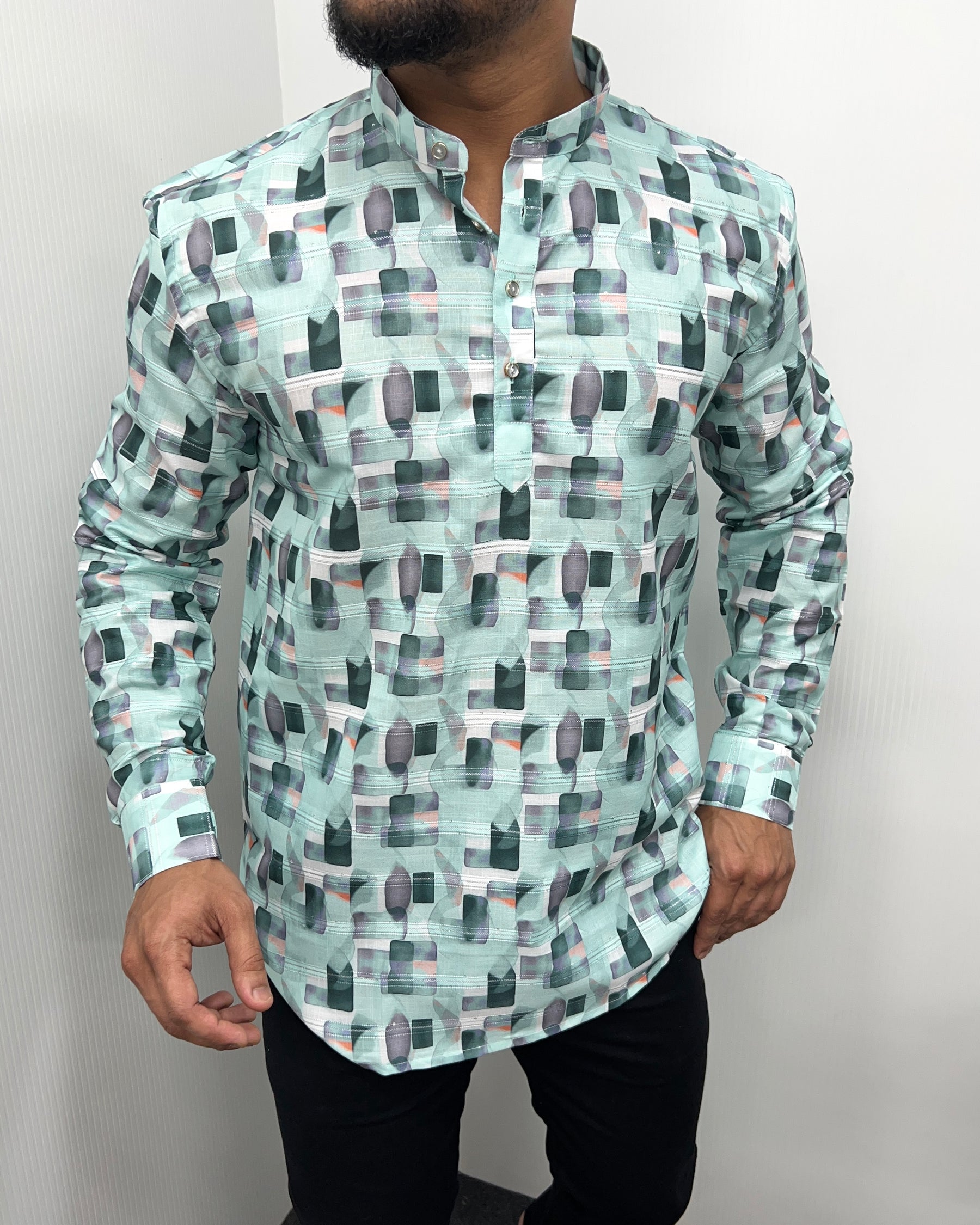 Jari Fabric Printed Premium Short Kurta