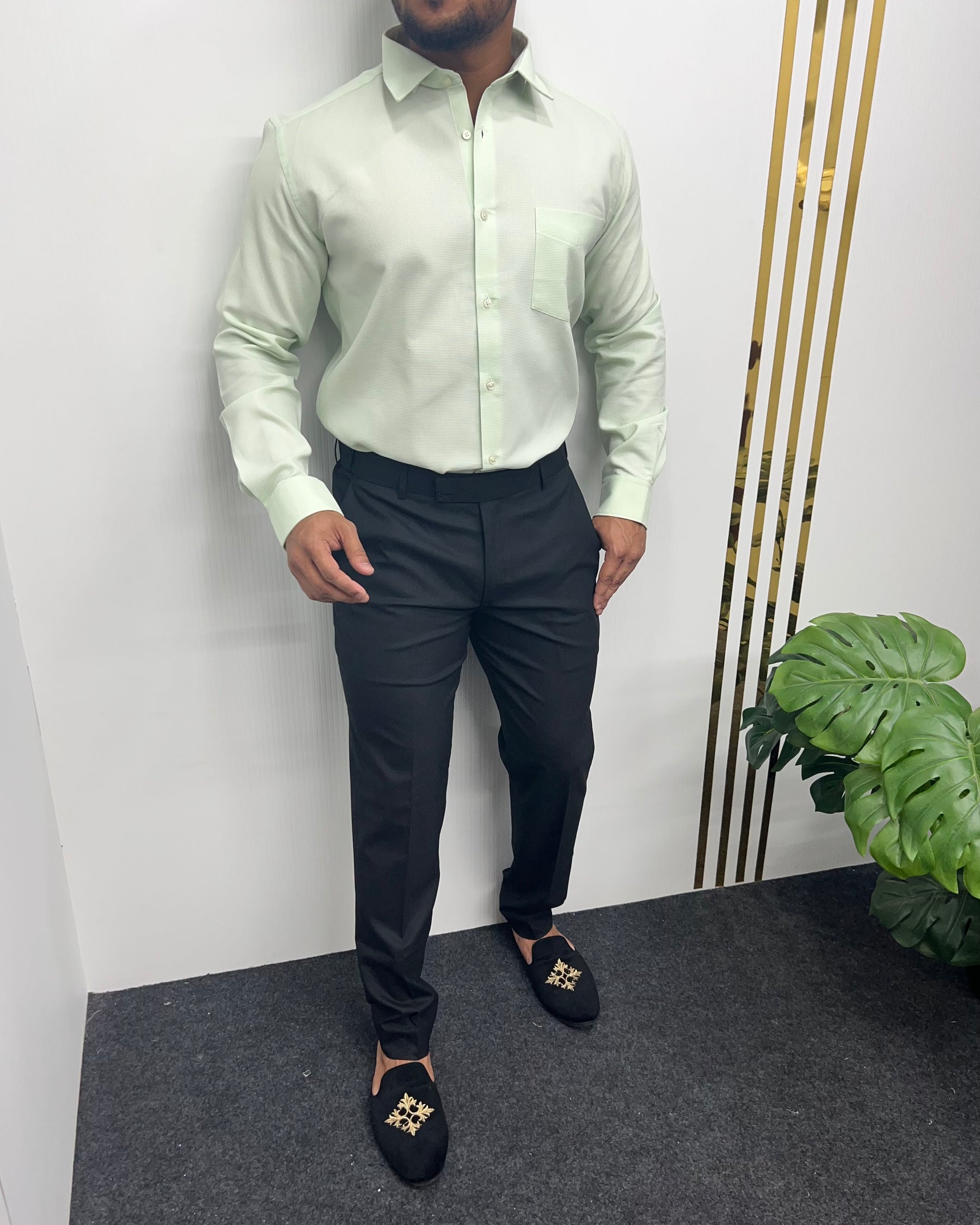 Light Pista Premium Cotton Polyblend Waffle Shirt