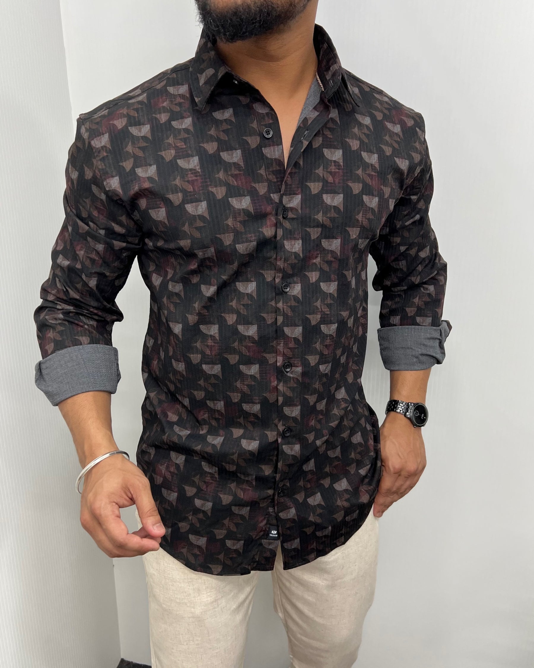 Imported Party Wear Printed Shirts Black and red