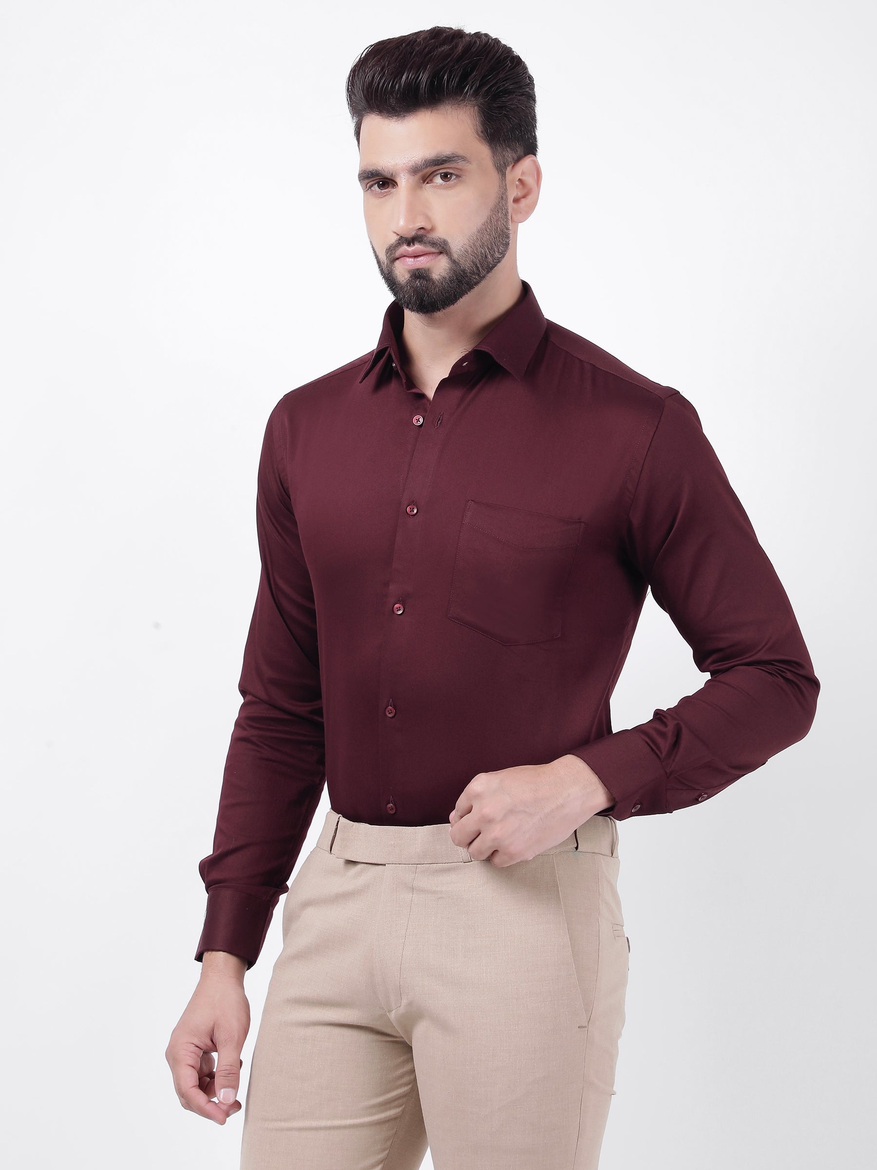 Plain Cotton Wine Shirt