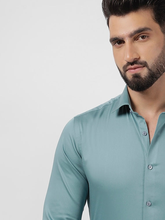 Plain Cotton Sea Green Shirt