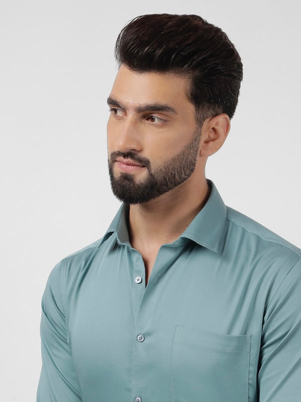Plain Cotton Sea Green Shirt