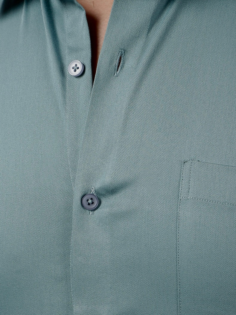 Plain Cotton Sea Green Shirt