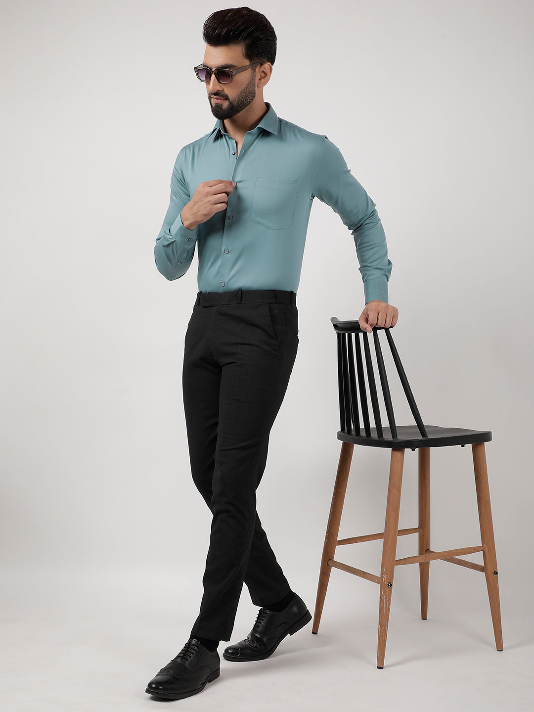 Plain Cotton Sea Green Shirt