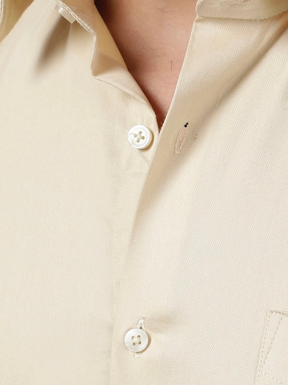 Plain Cotton Beige Cream Shirt