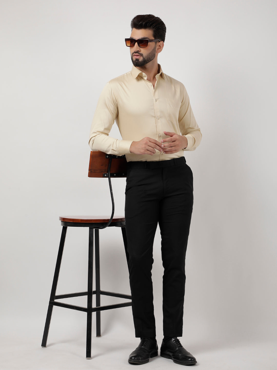 Plain Cotton Beige Cream Shirt
