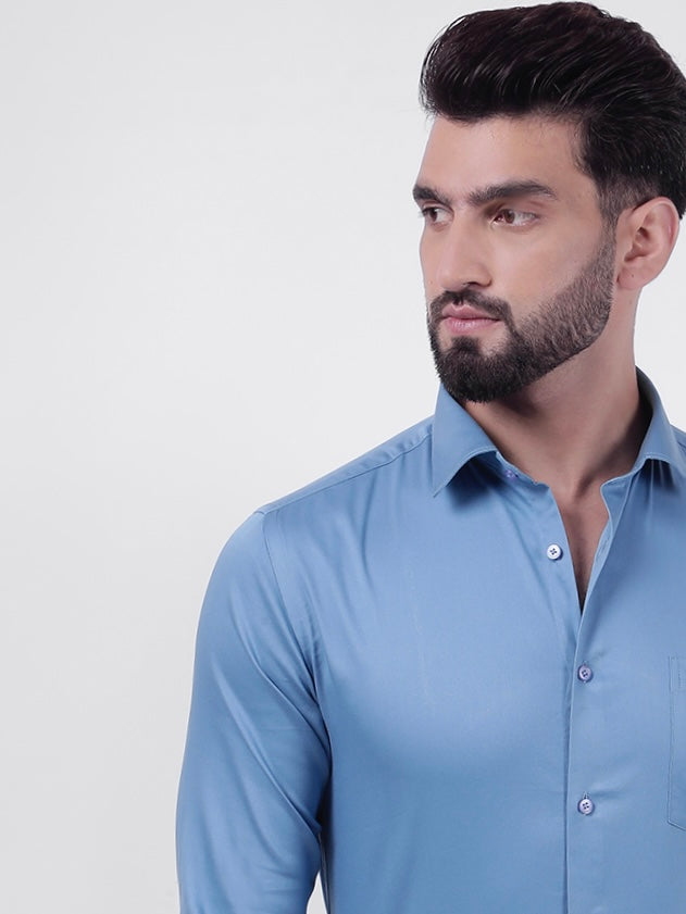 Plain Cotton Pastel Blue Shirt