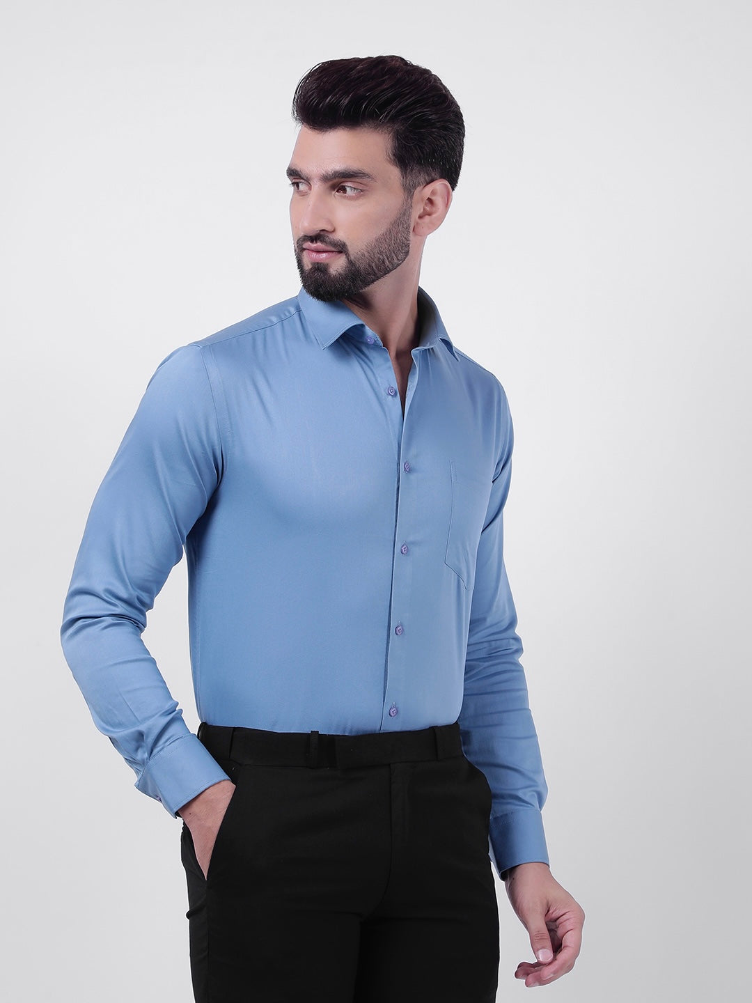 Plain Cotton Pastel Blue Shirt
