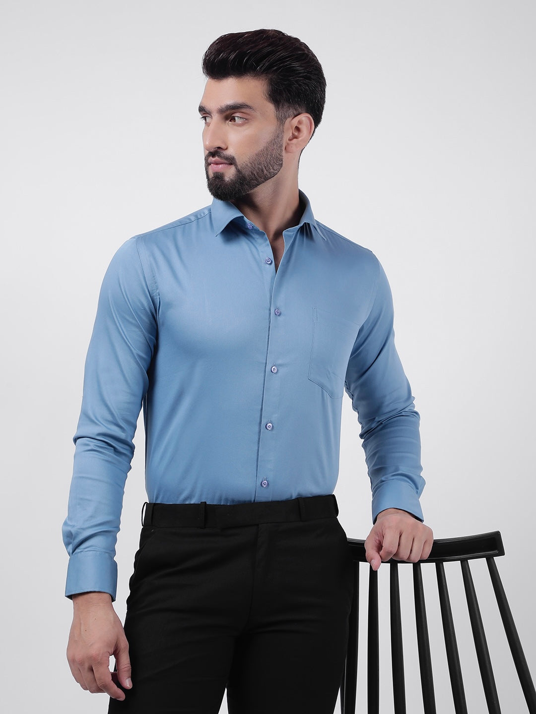 Plain Cotton Pastel Blue Shirt