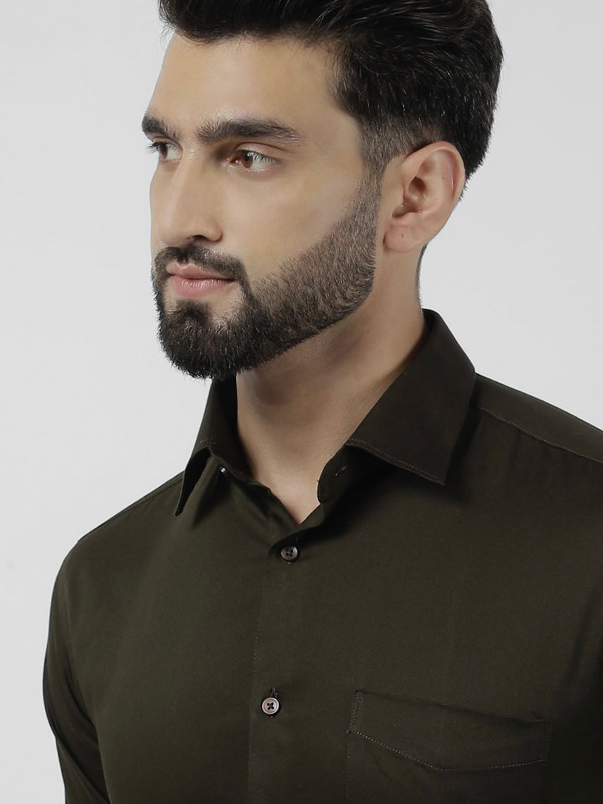 Plain Cotton Mehandi Shirt