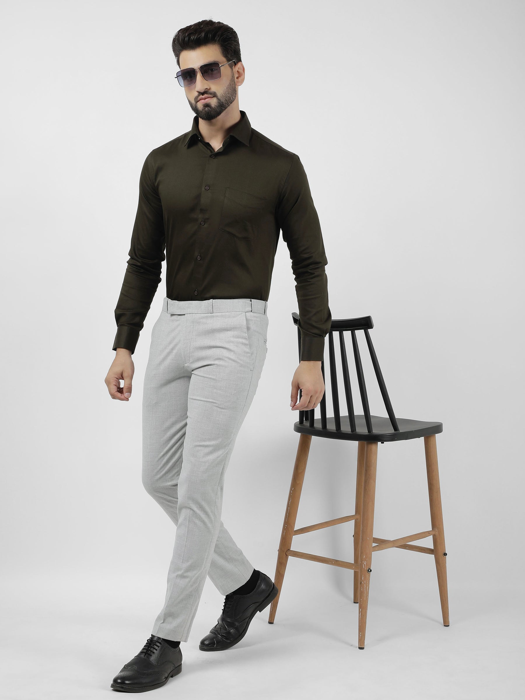 Plain Cotton Mehandi Shirt