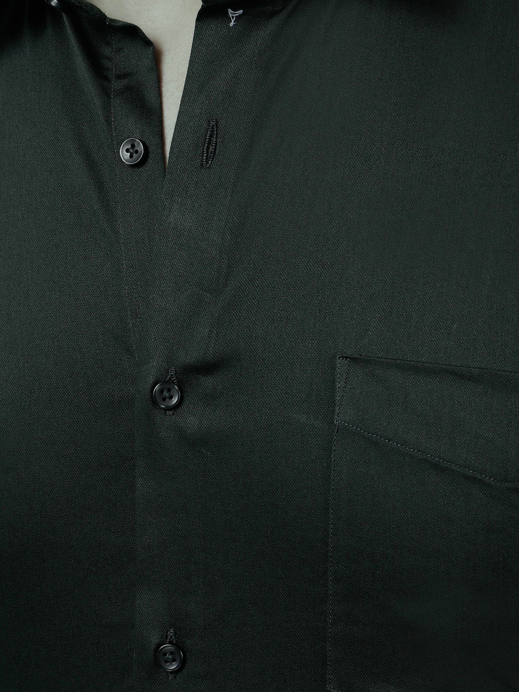 Plain Cotton Bottle Green Shirt