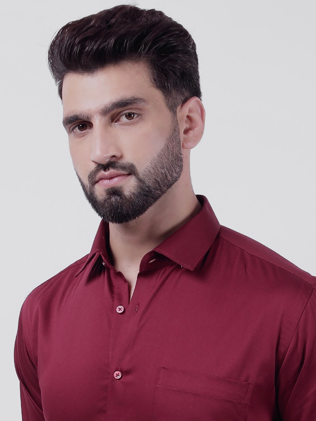 Plain Cotton Maroon Shirt