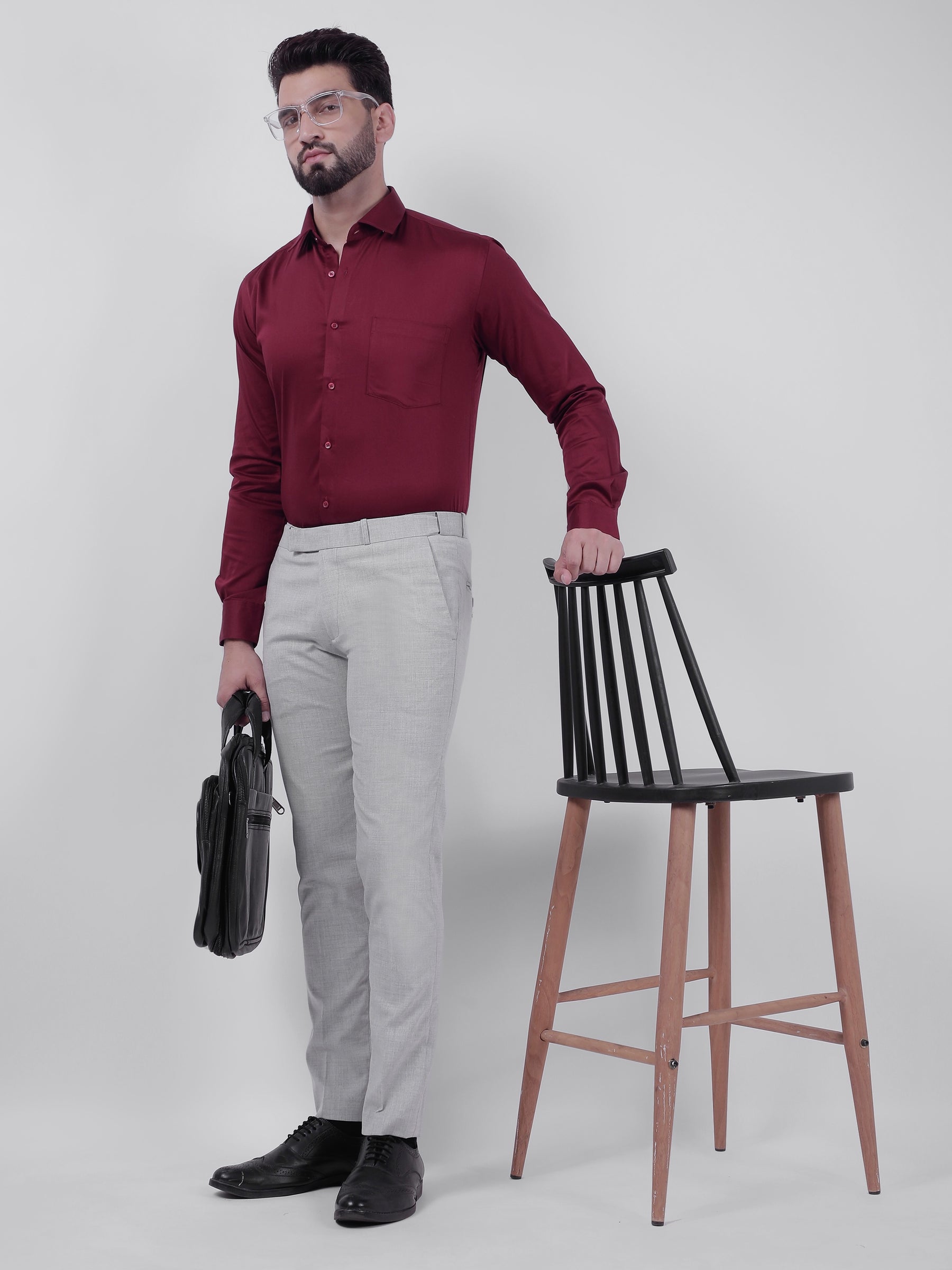 Plain Cotton Maroon Shirt