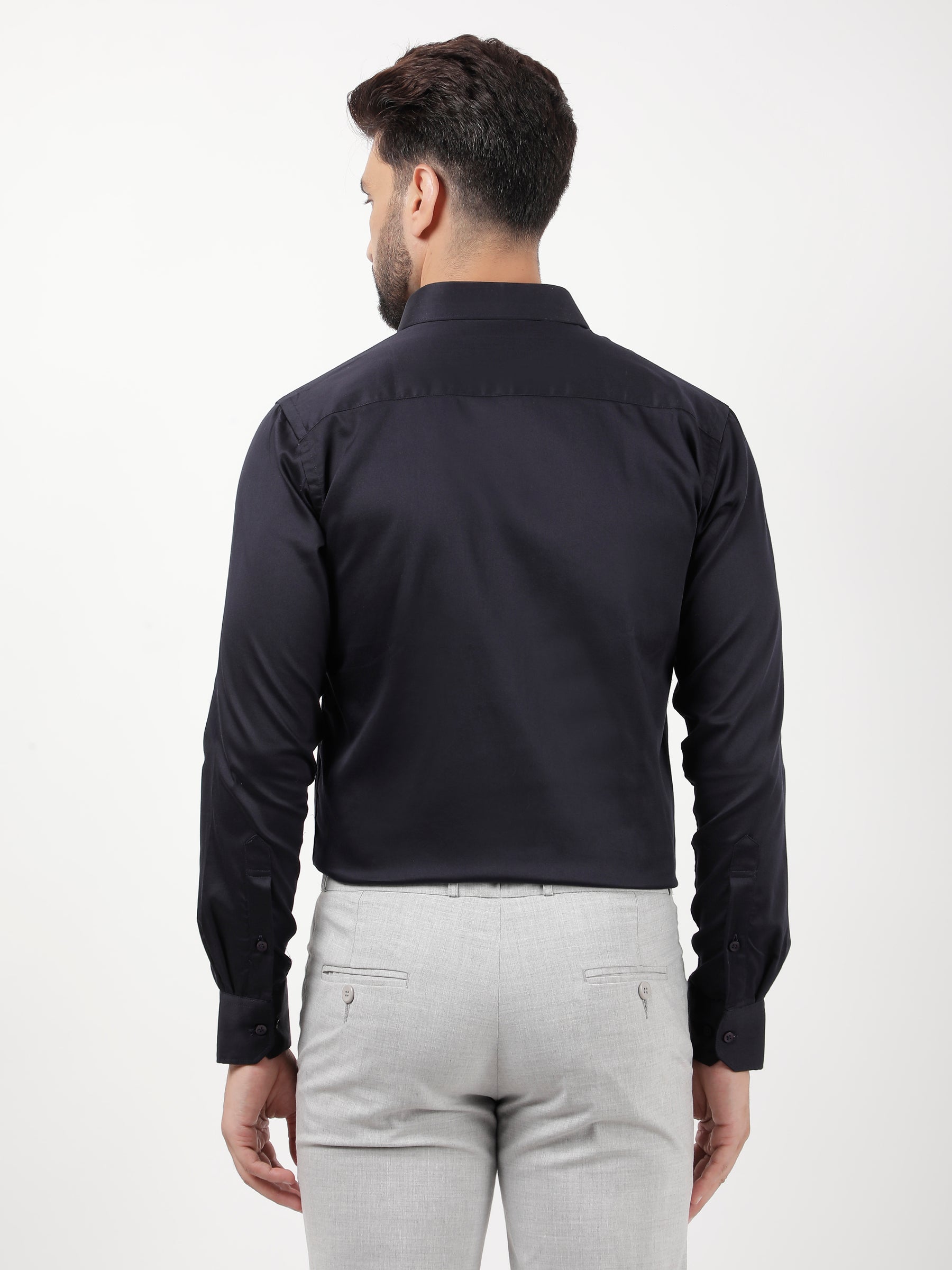 Plain Cotton Navy Blue Shirt