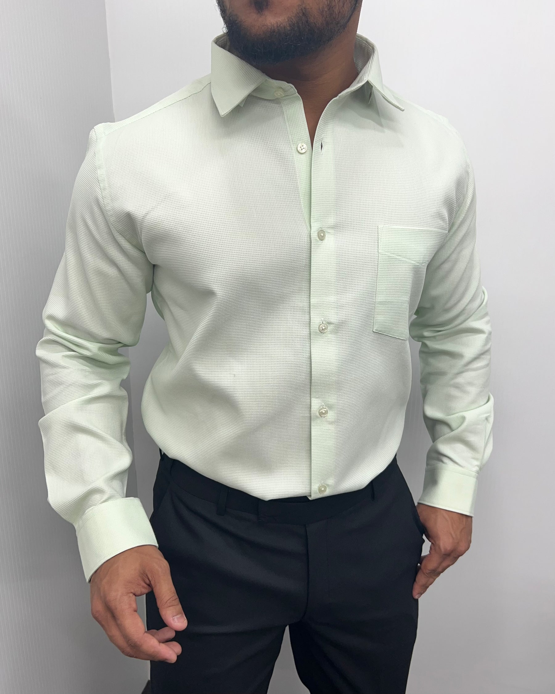 Light Pista Premium Cotton Polyblend Waffle Shirt