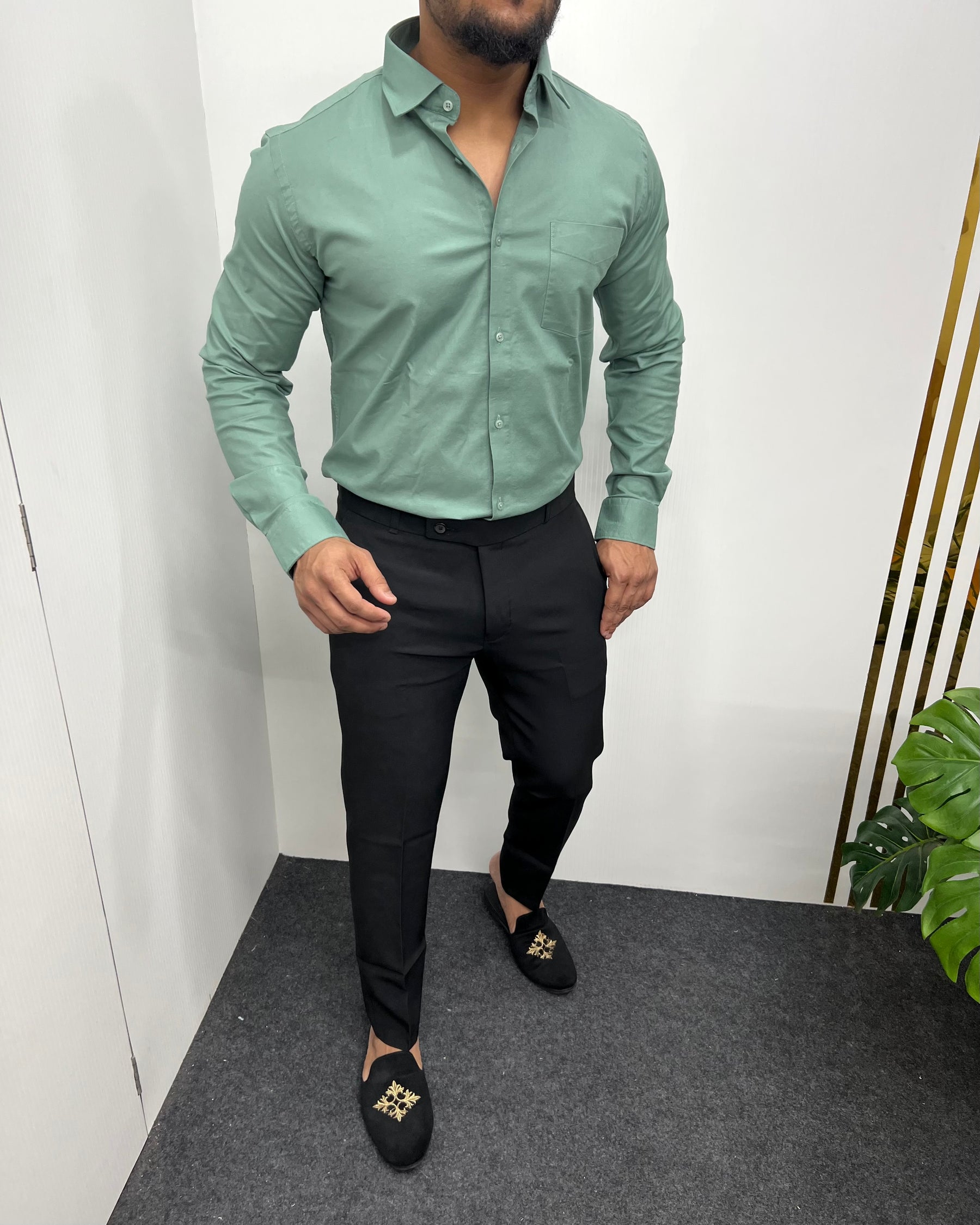 Fine Pista Business Class Oxford Lycra Formal Shirt