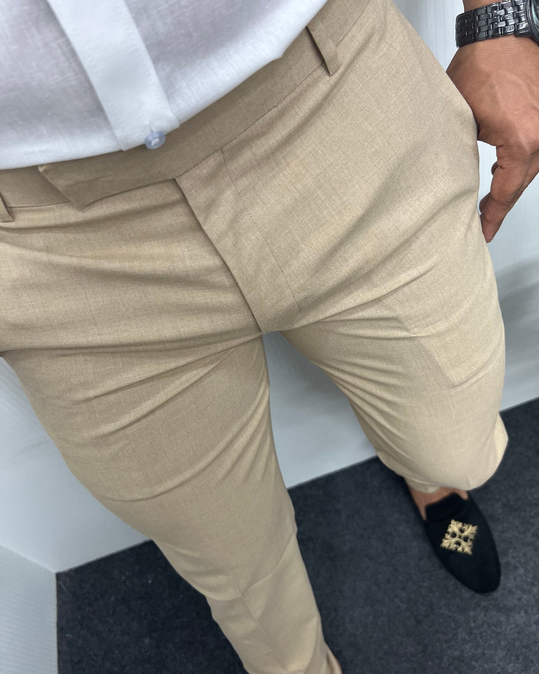 Cream Flexiwaist Business Class Formal Pant