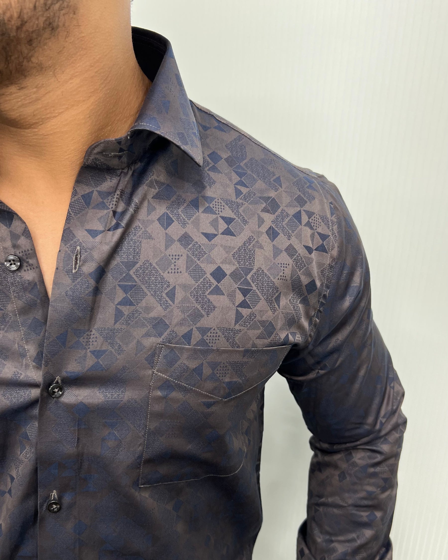 Brown Abstract Self Premium Giza Cotton Shirt