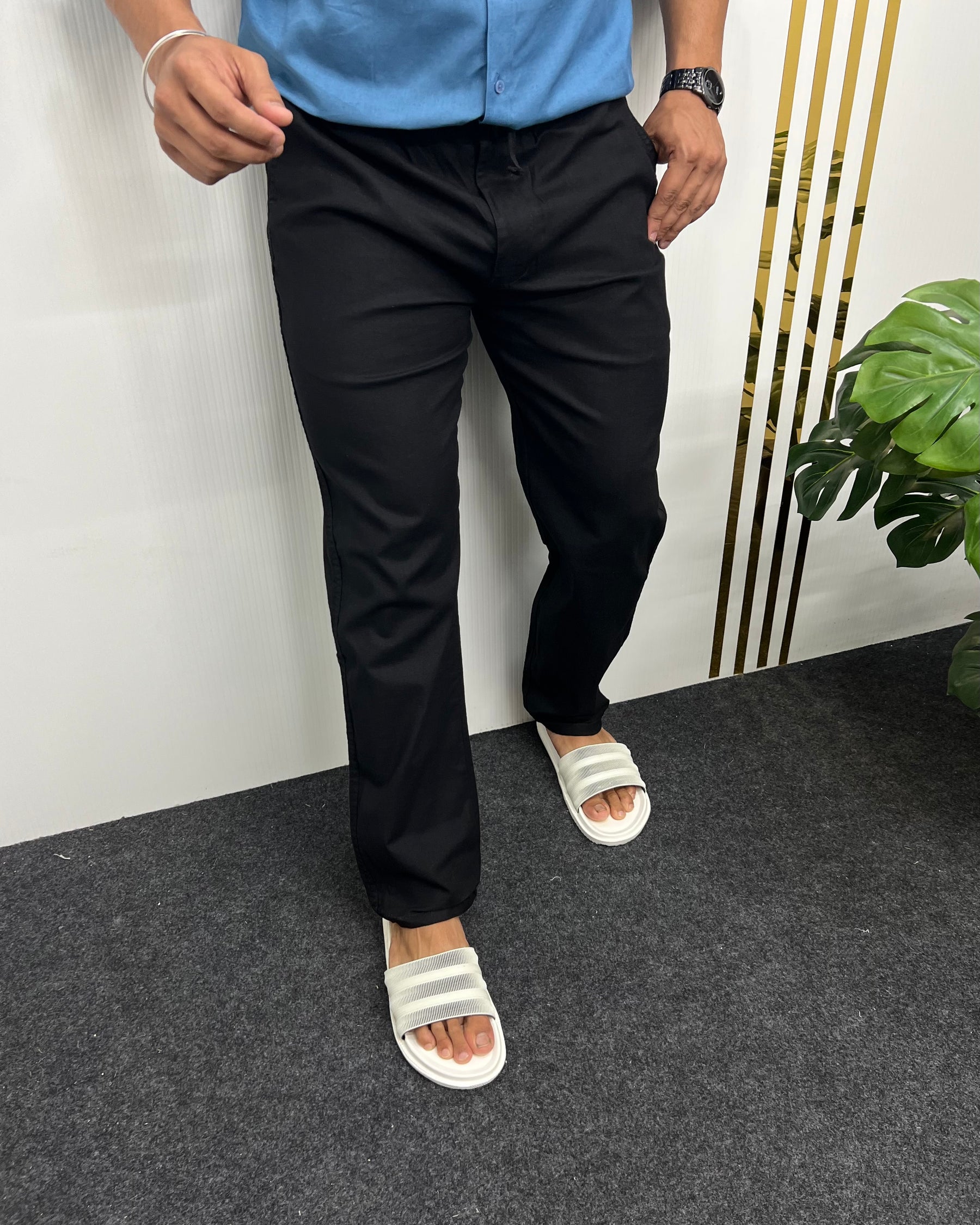 Black Imported Dobby Baggy Pant