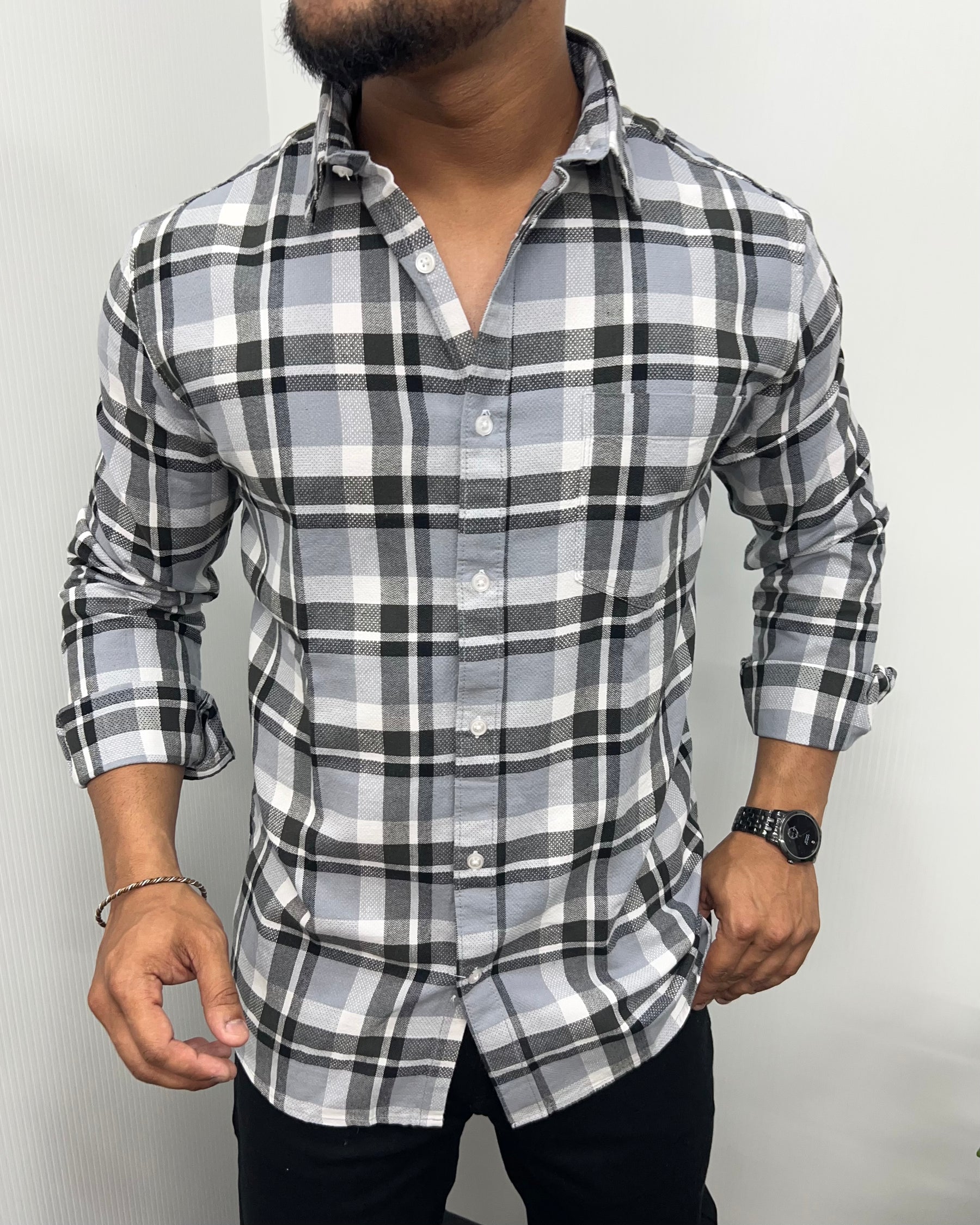 Cotton Dobby Casual Checks Shirt