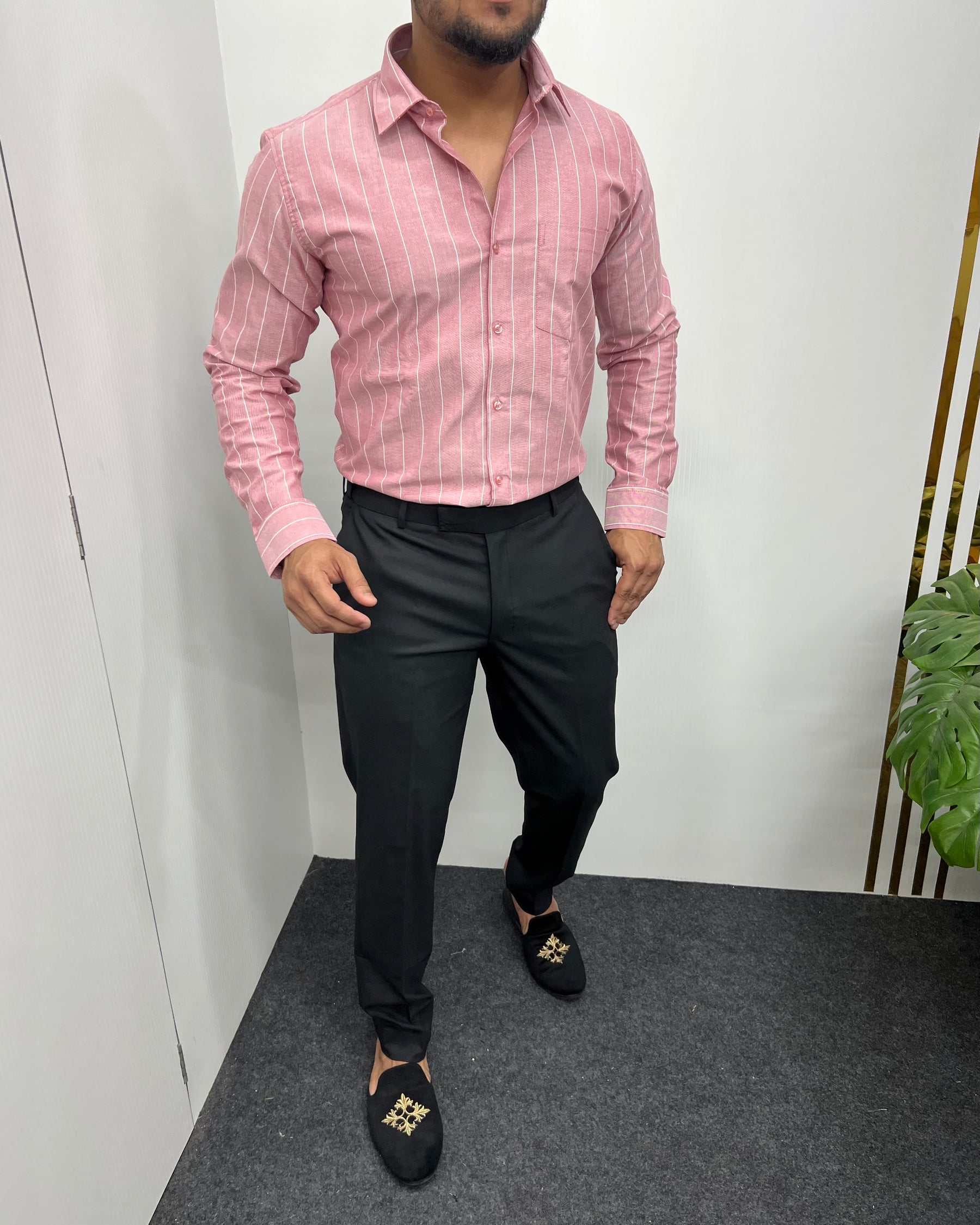Onion Oxford Premium Fine Cotton Vertical Striped Shirt