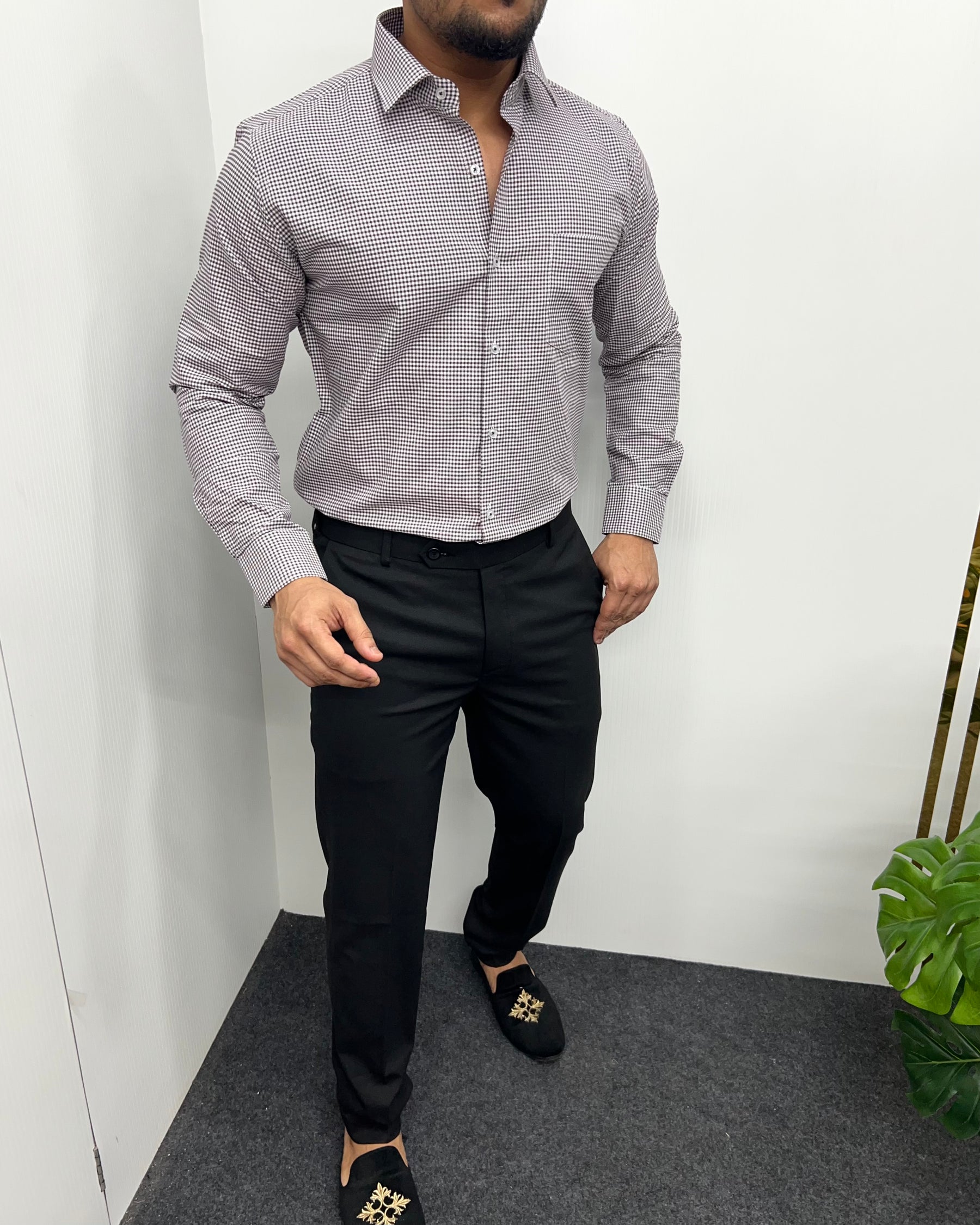 Brown Cotton Gingham Checks Shirt