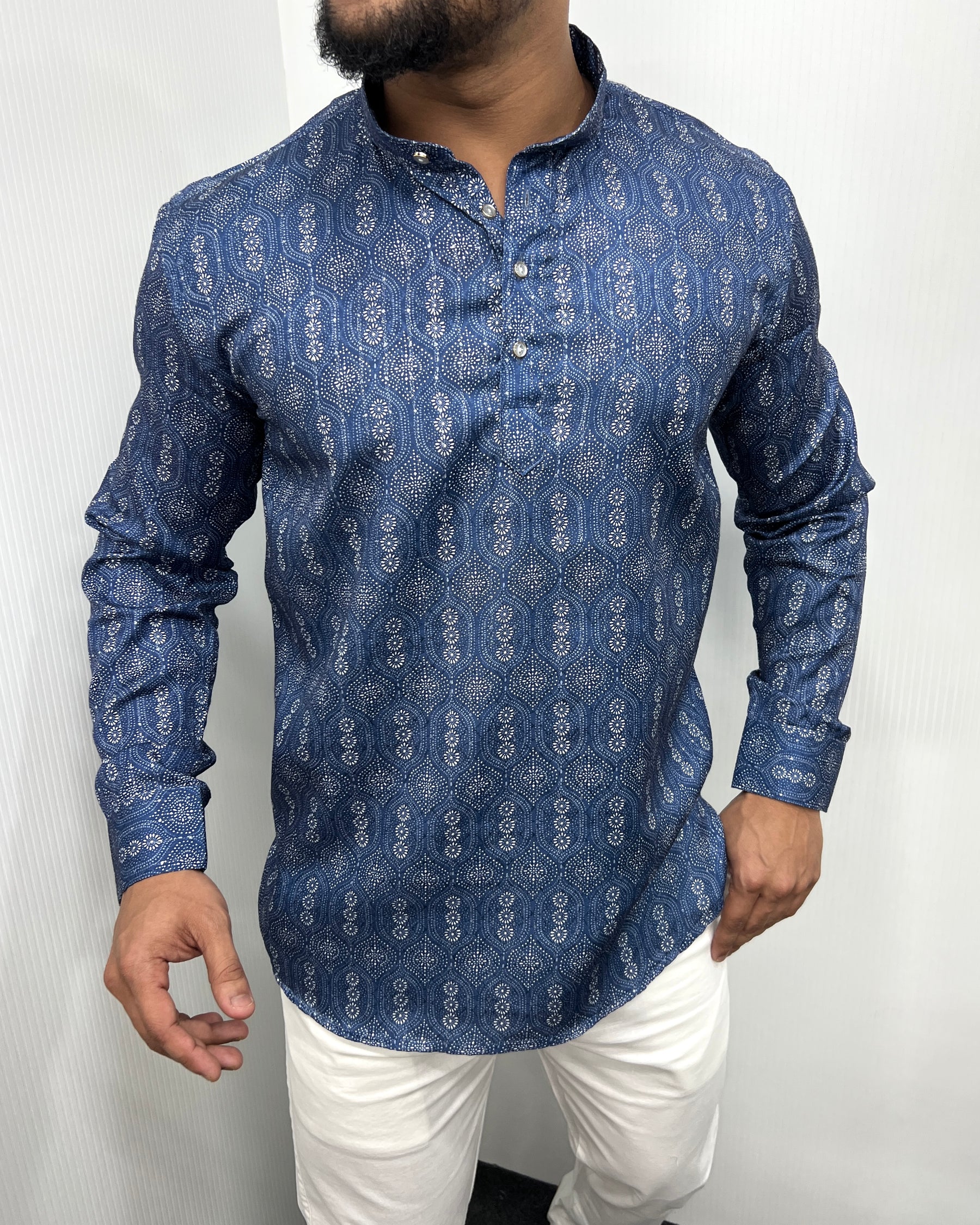 Jari Fabric Printed Premium Short Kurta