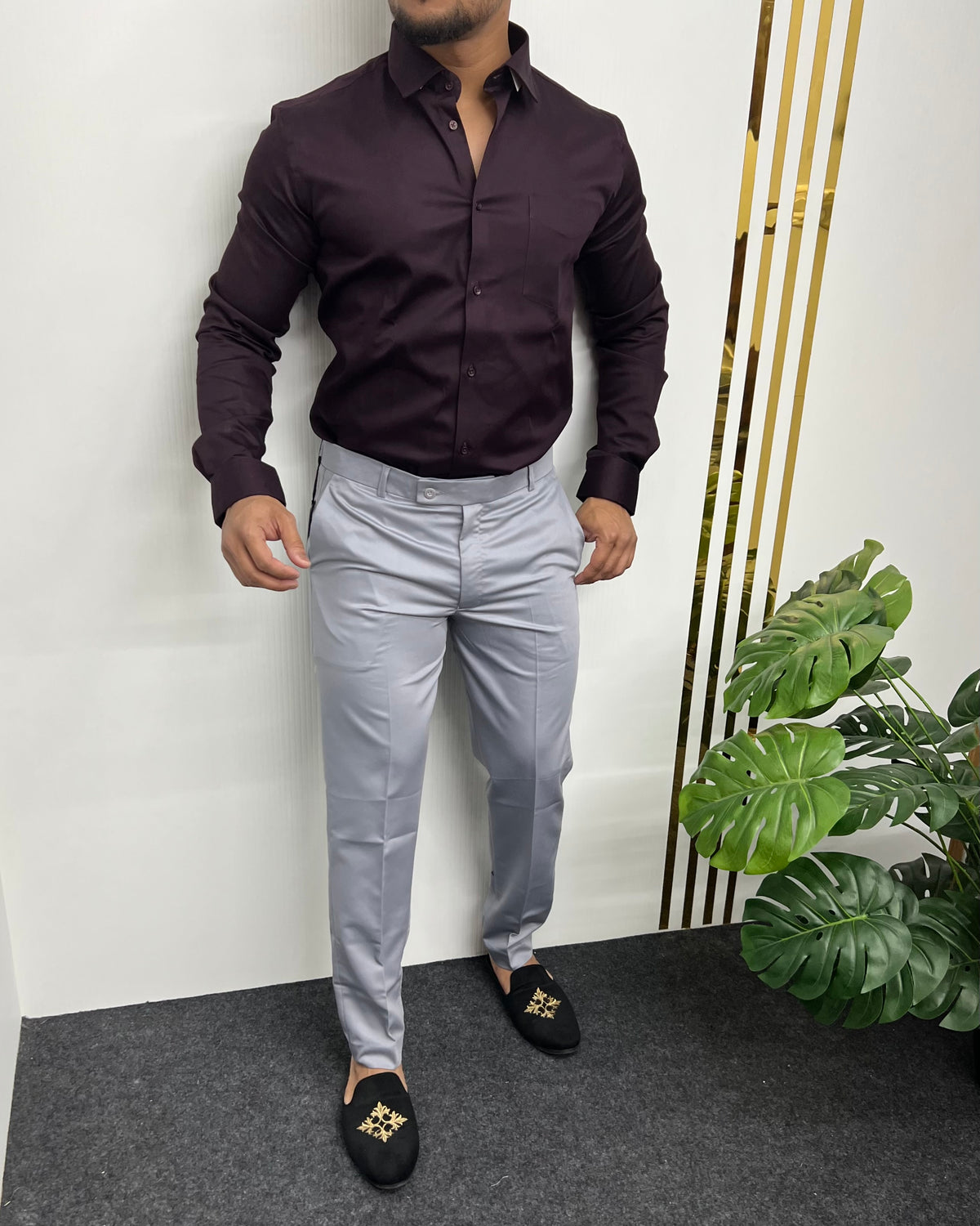 Purple Cotton Satin Shirt