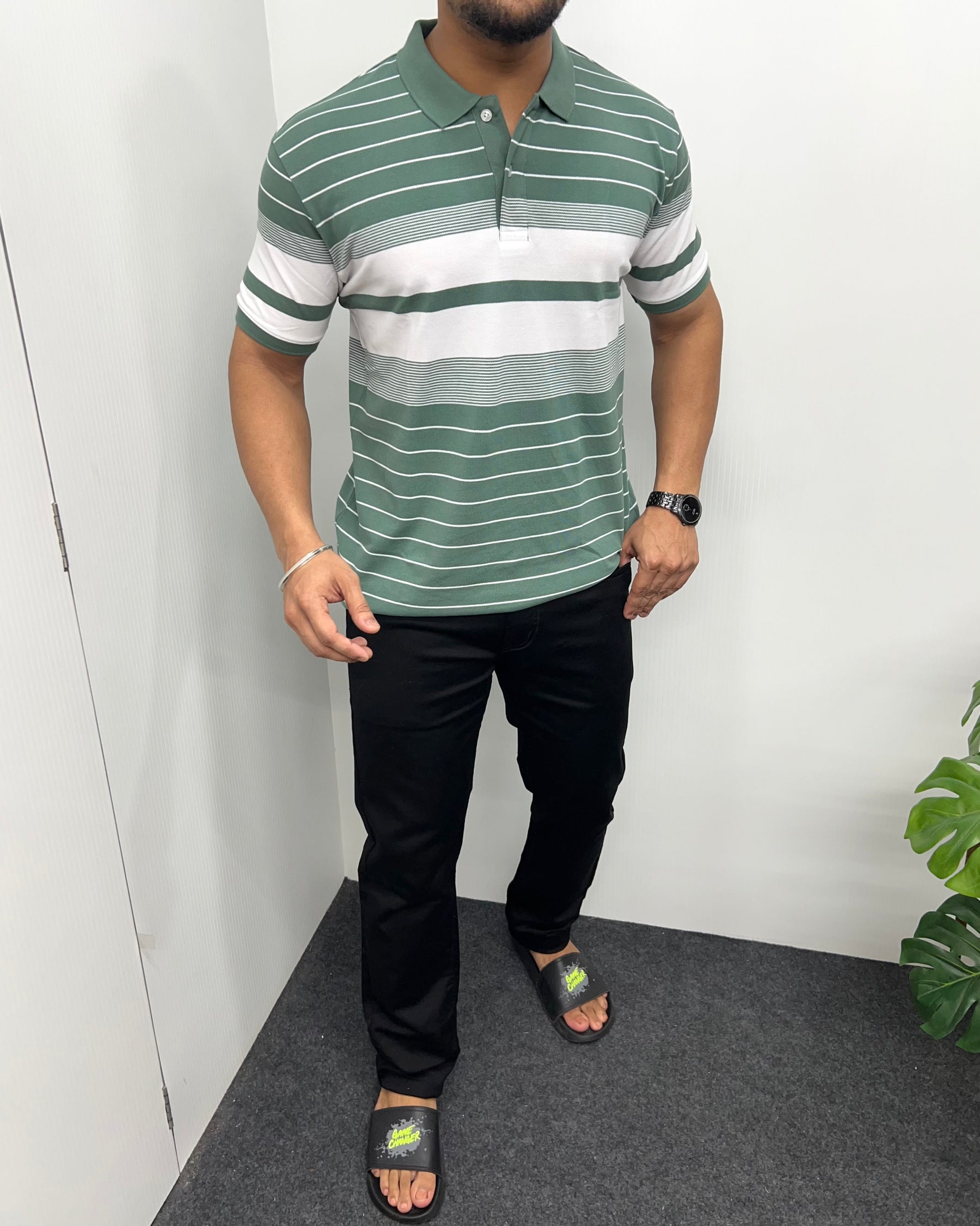 Pista Collar Matty Striped T-Shirt