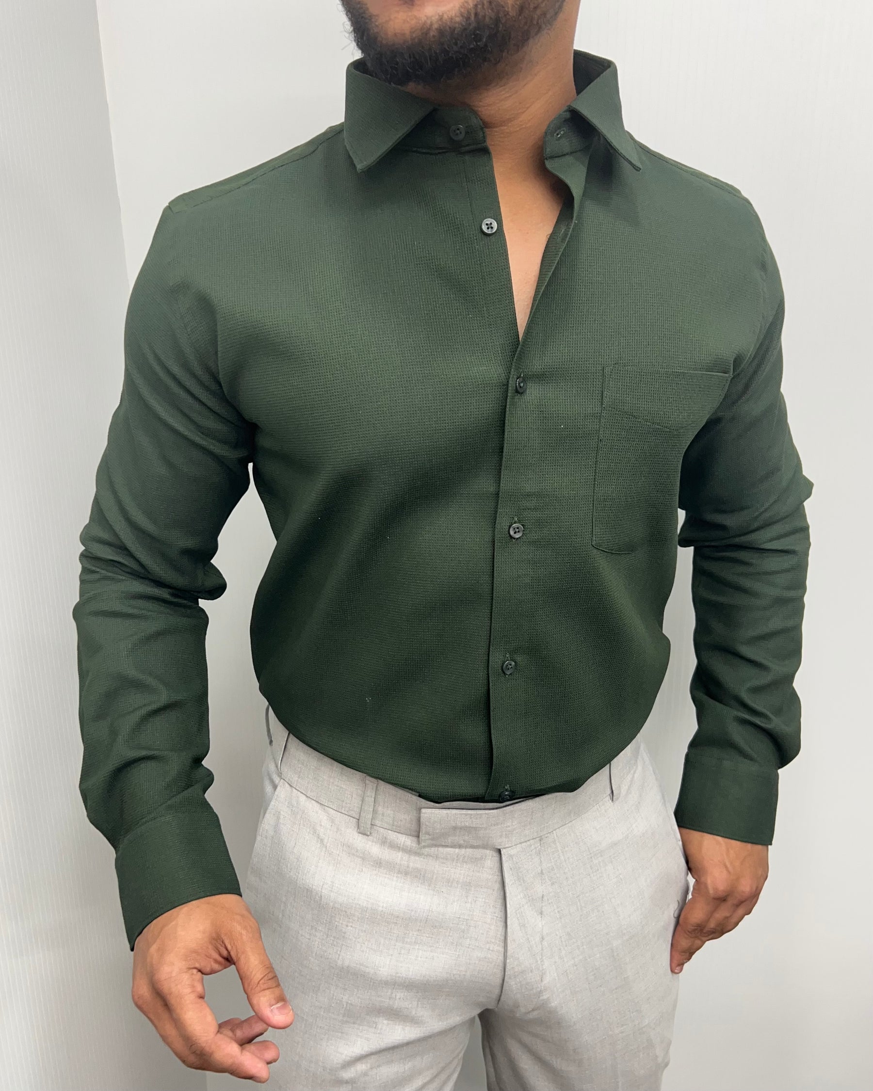 Mehandi Premium Cotton Polyblend Waffle Shirt