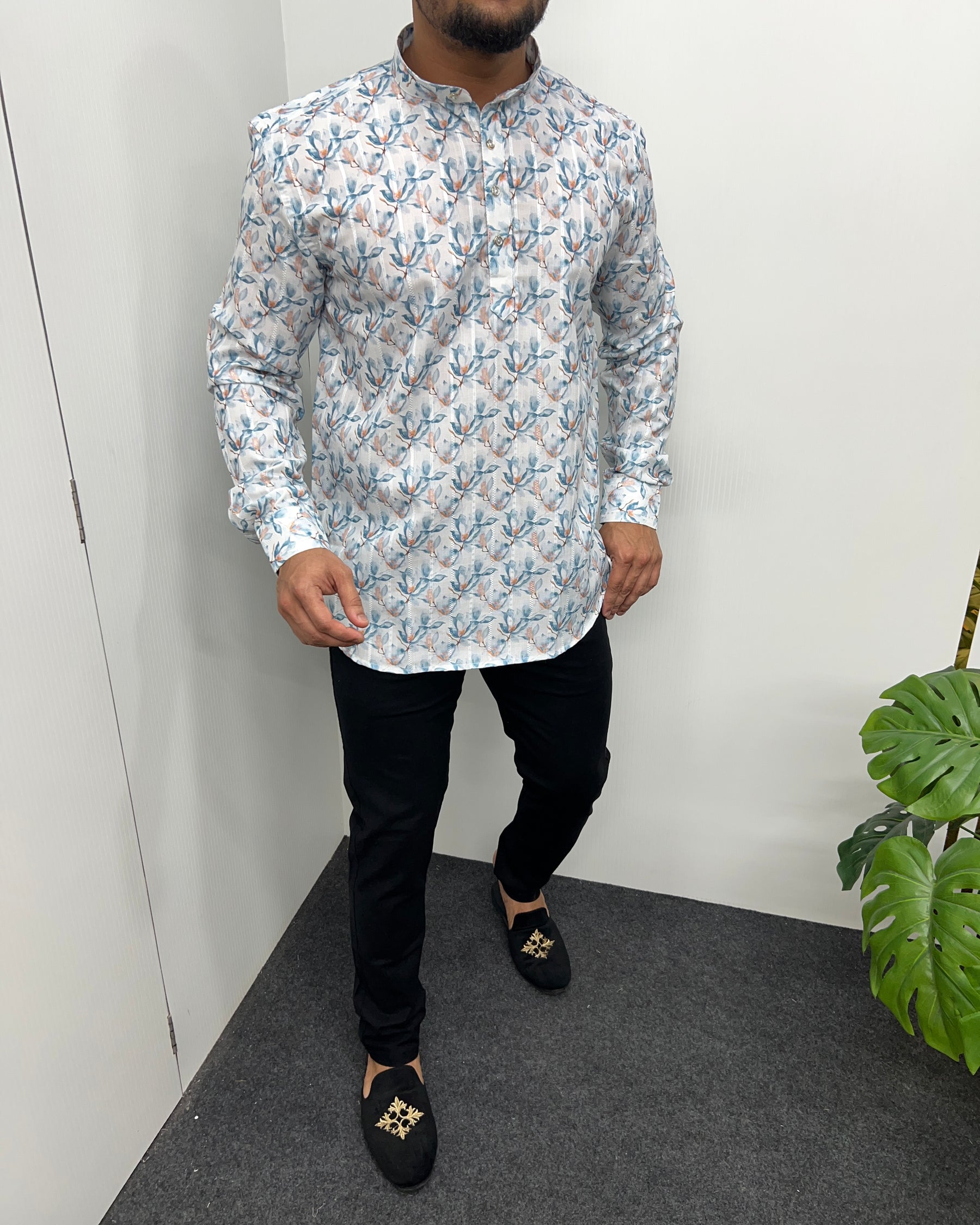 Jari Fabric Printed Premium Short Kurta