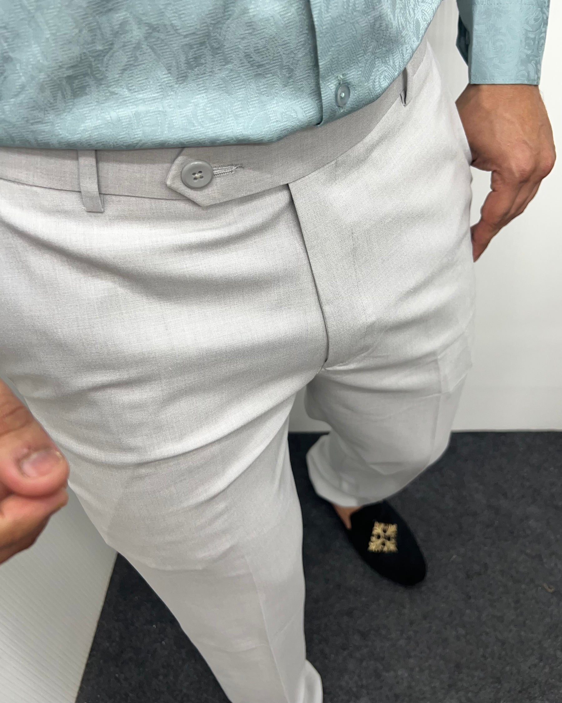 White Gray Flexiwaist Business Class Formal Pant