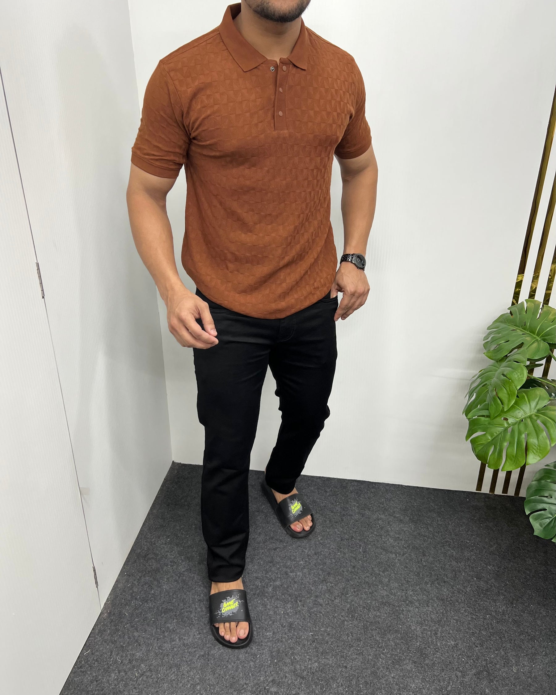 Brown Premium Jacquard T-Shirt