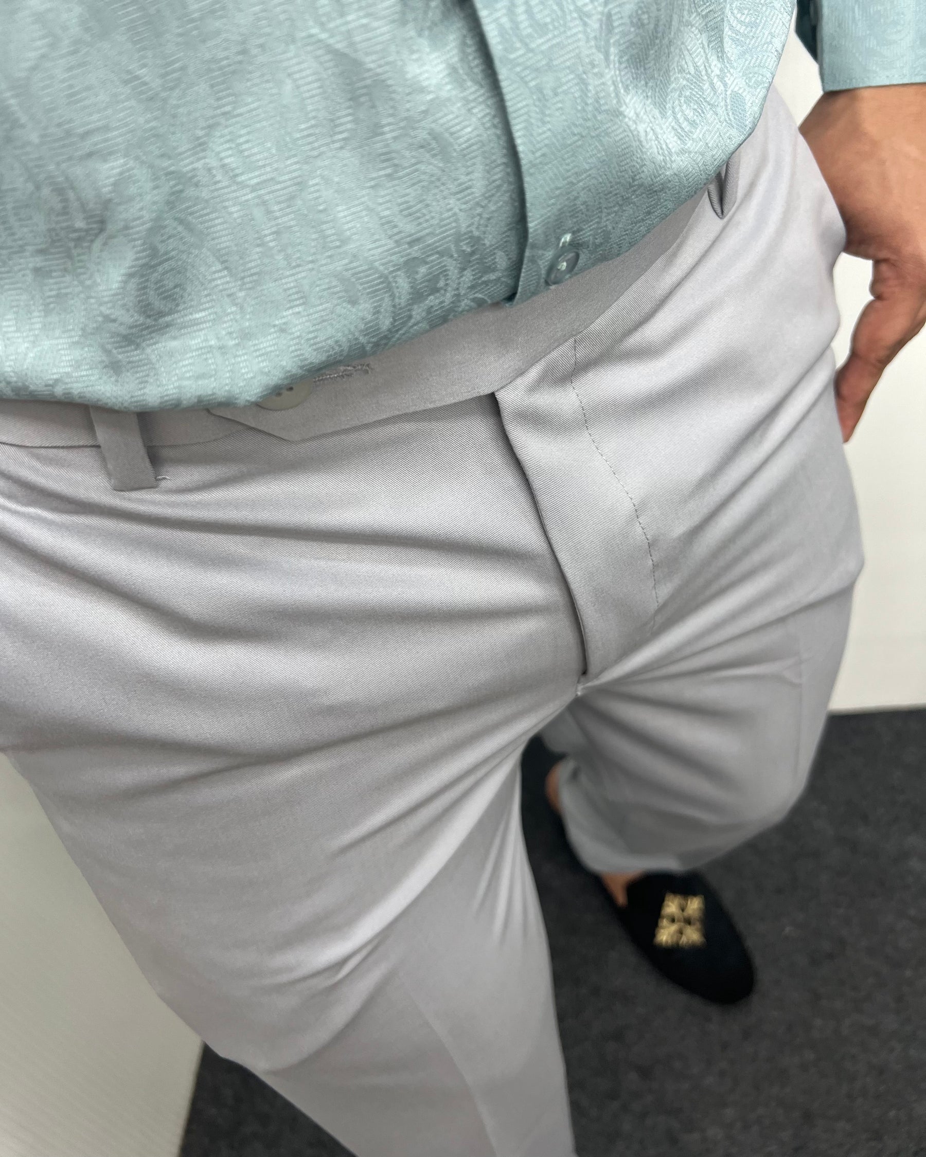 Light Grey Heavy Viscose Satin Flexiwaist Business Class Formal Pant