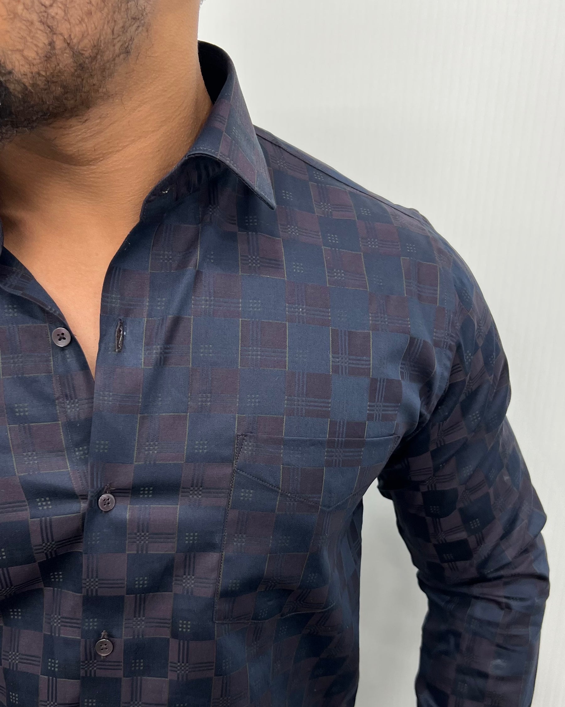 Purple Self Checks Premium Giza Cotton Shirt