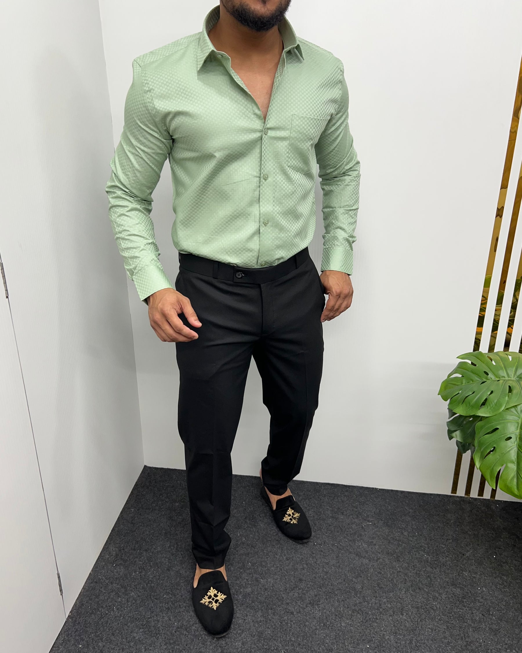 Pista Cotton Self Checks Shirt