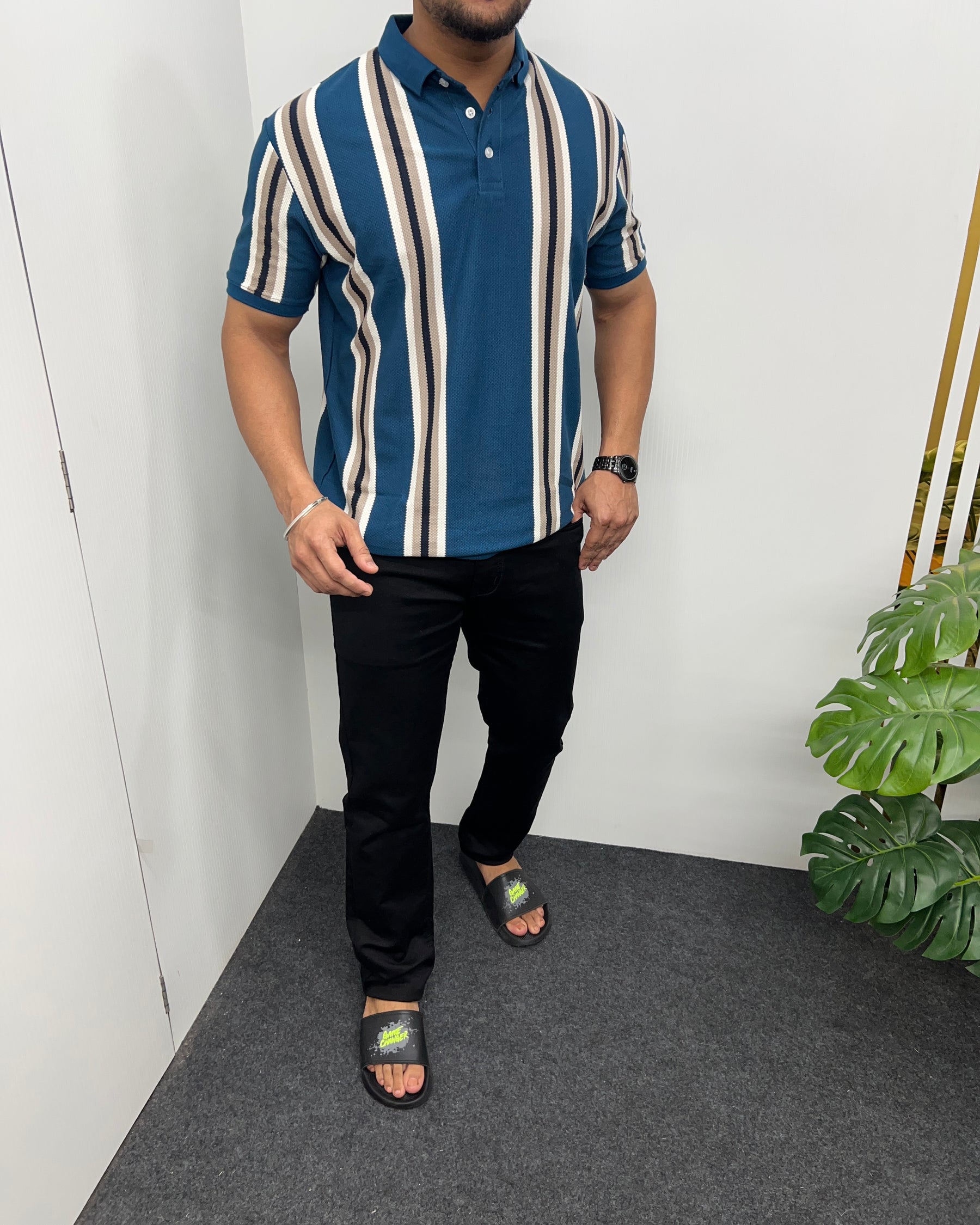 Royal Blue Matty Striped T-Shirt