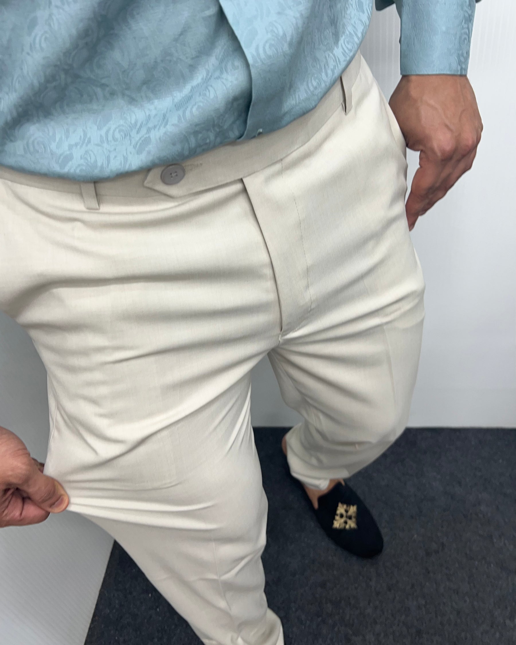 Pastle Cream Flexiwaist Business Class Formal Pant