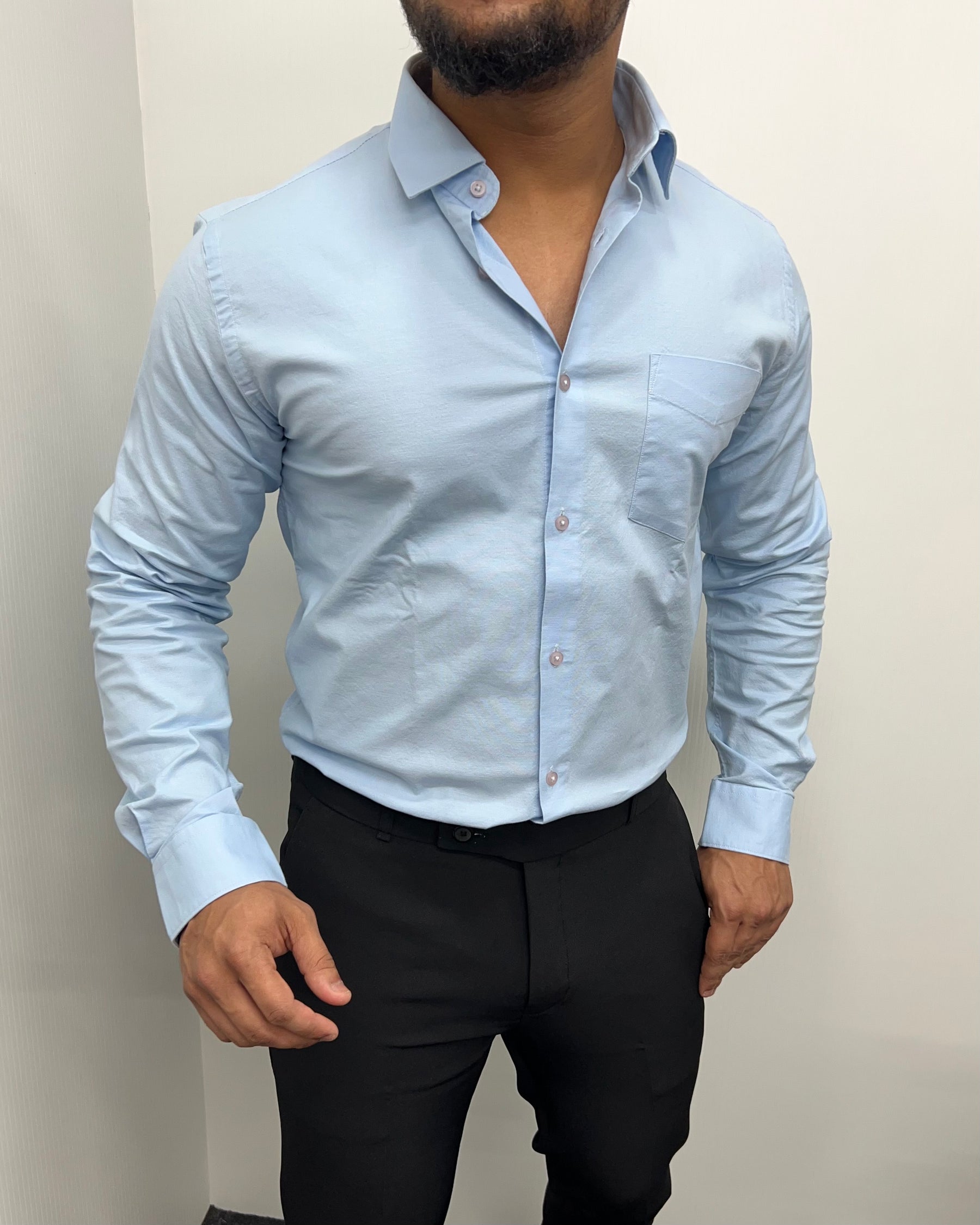 Baby Sky Blue Business Class Oxford Lycra Formal Shirt