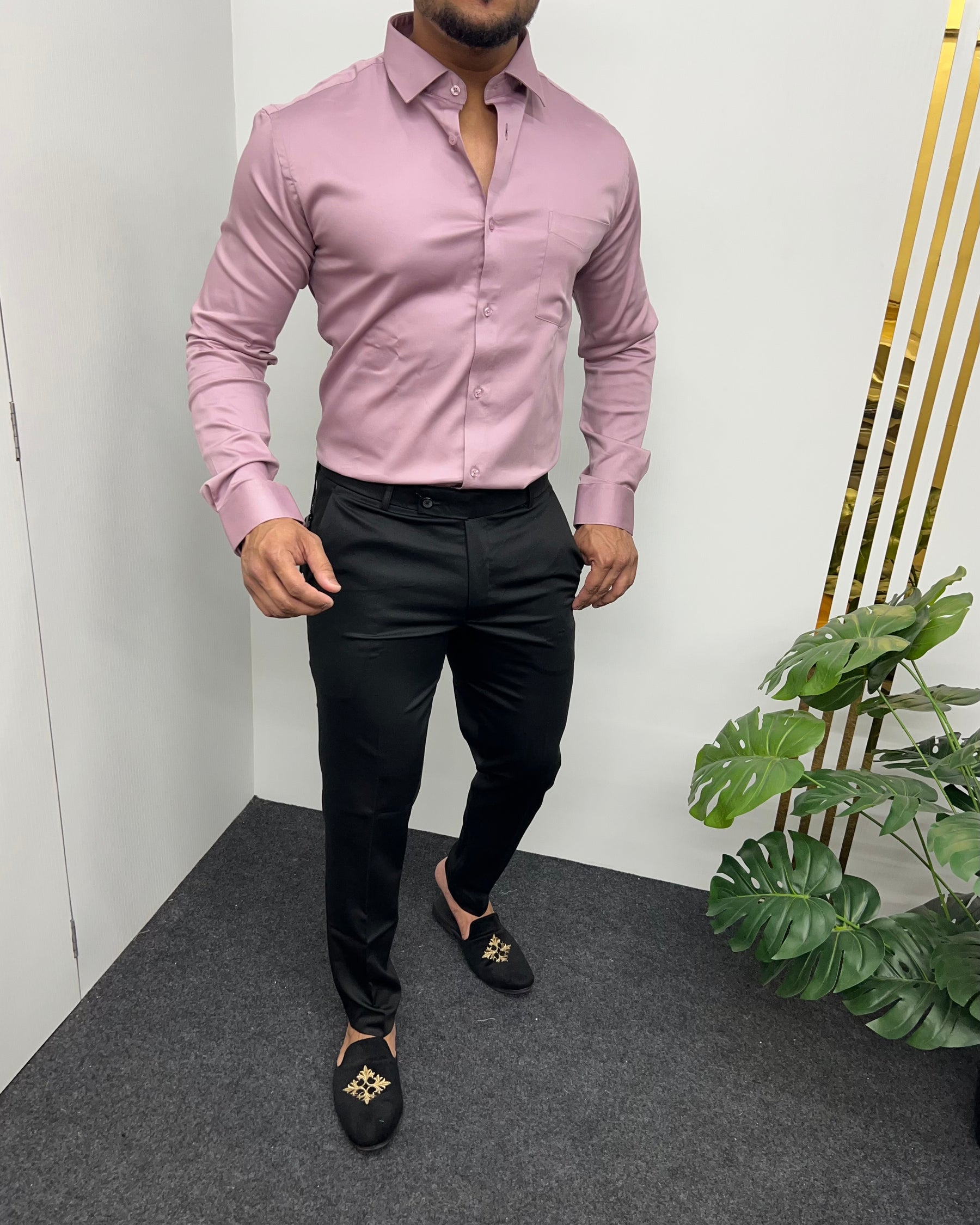 Bubble-Gum Pink Cotton Satin Shirt