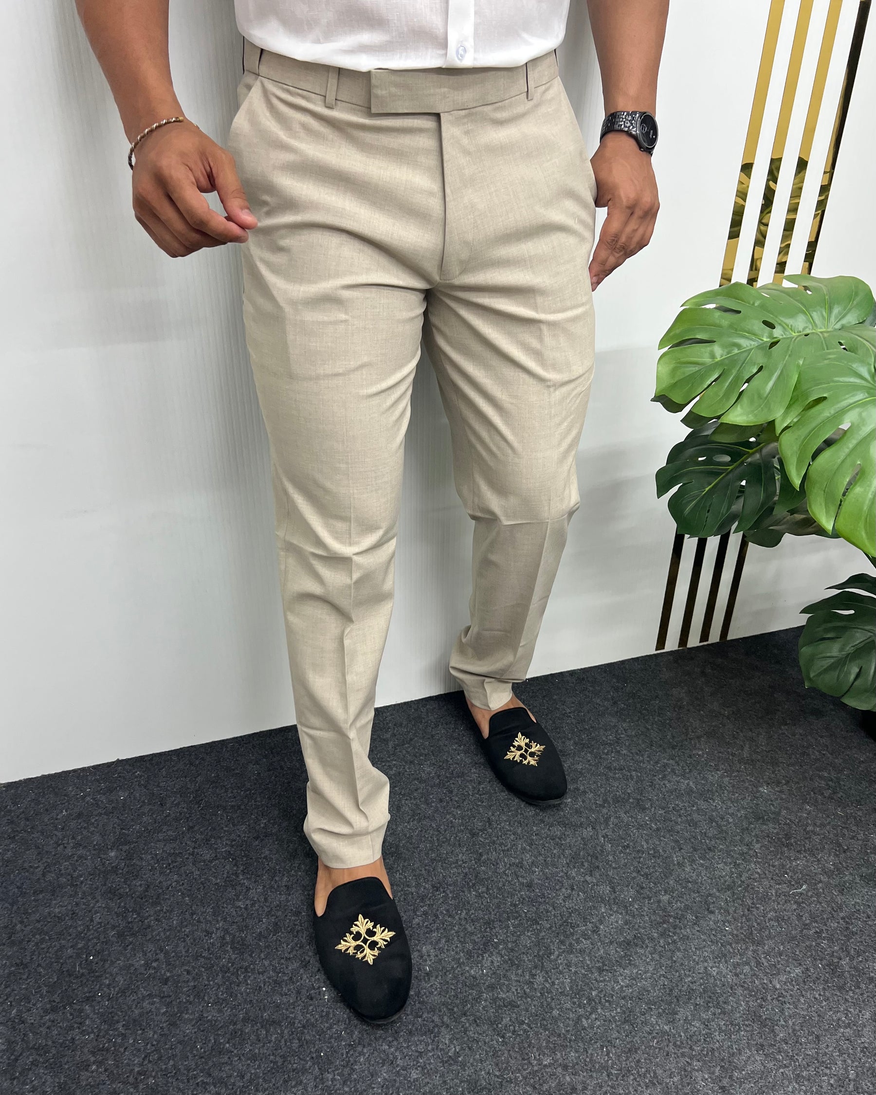 Pastel Beige Flexiwaist Business Class Formal Pant