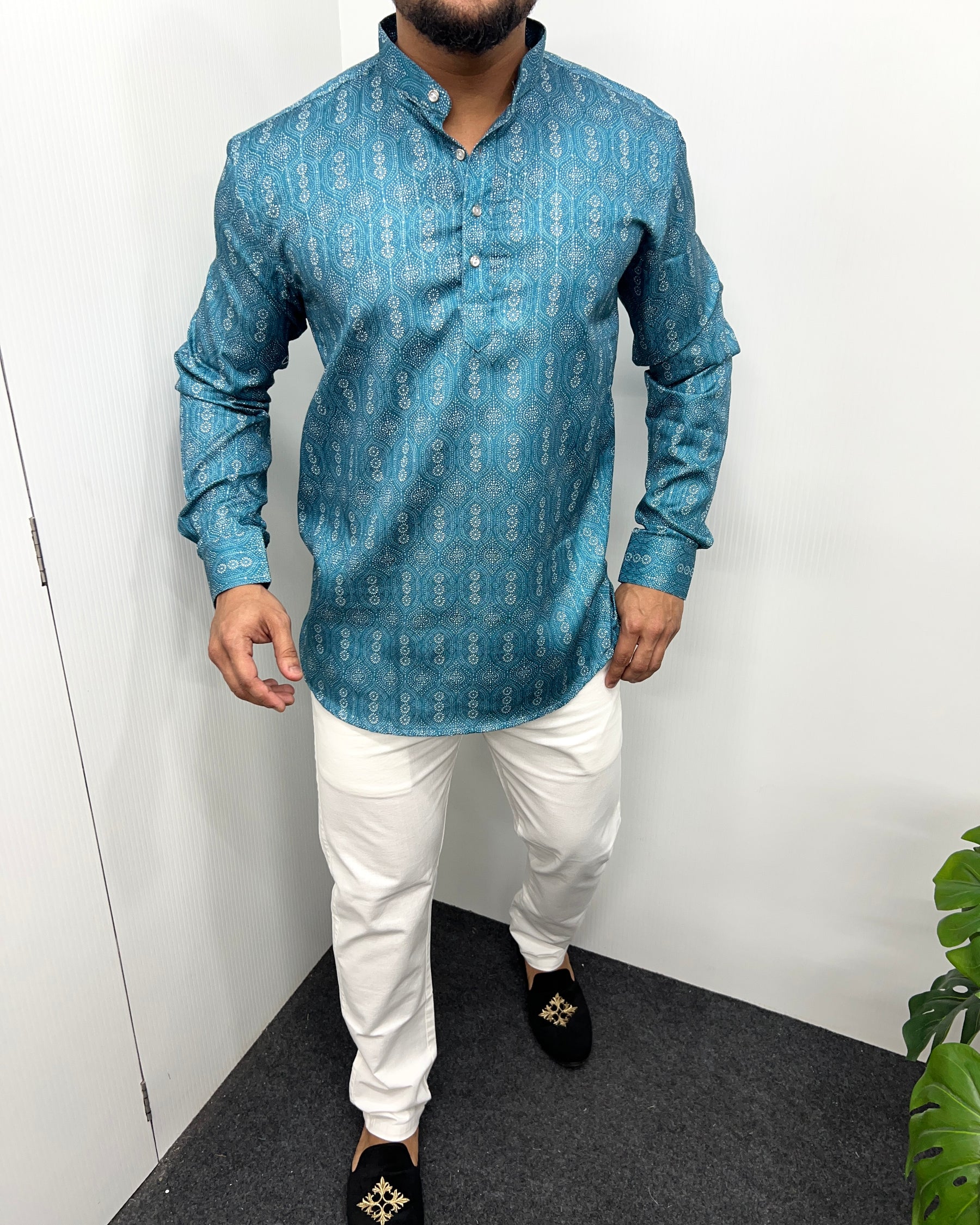 Jari Fabric Printed Premium Short Kurta