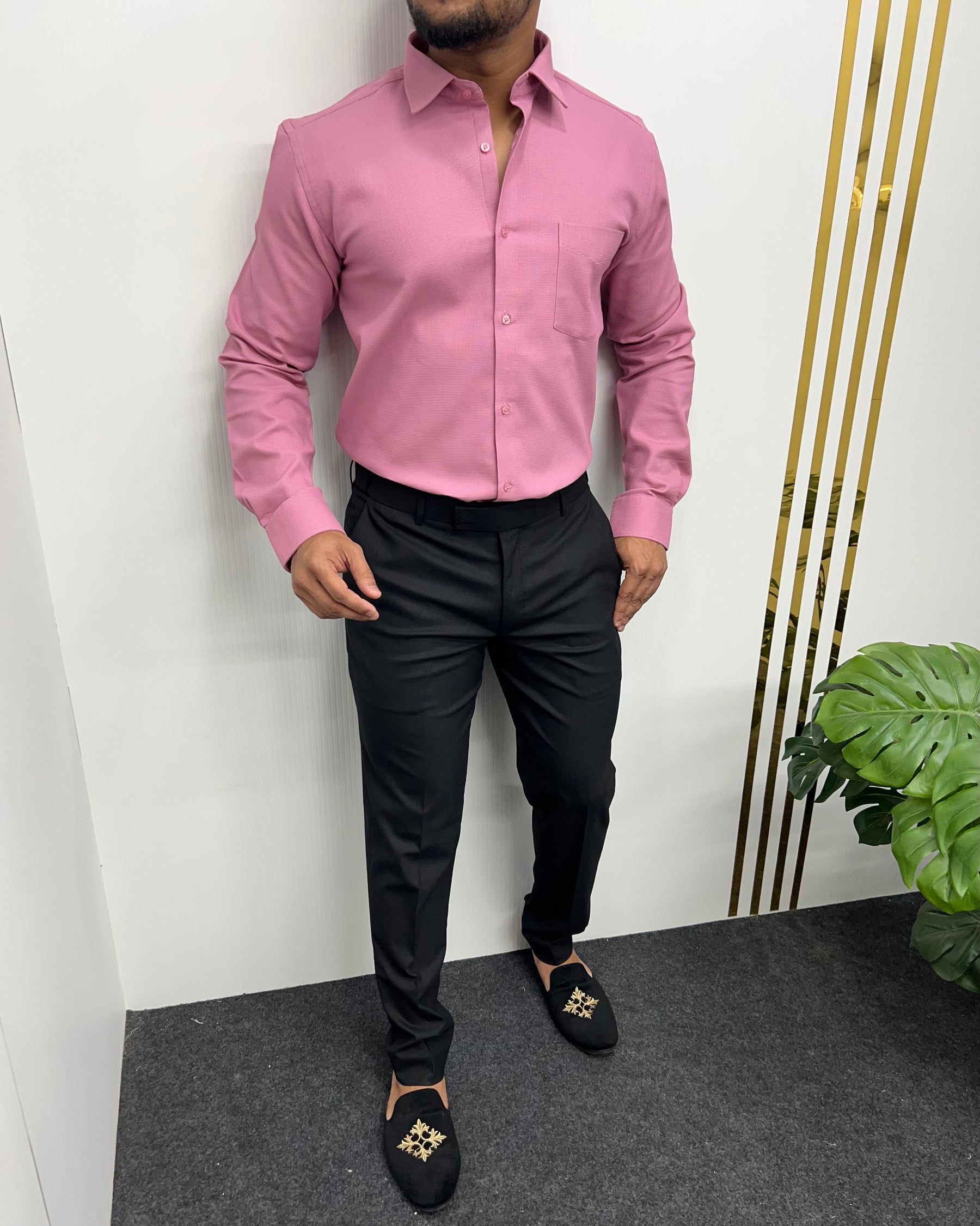 Pink Premium Cotton Polyblend Waffle Shirt