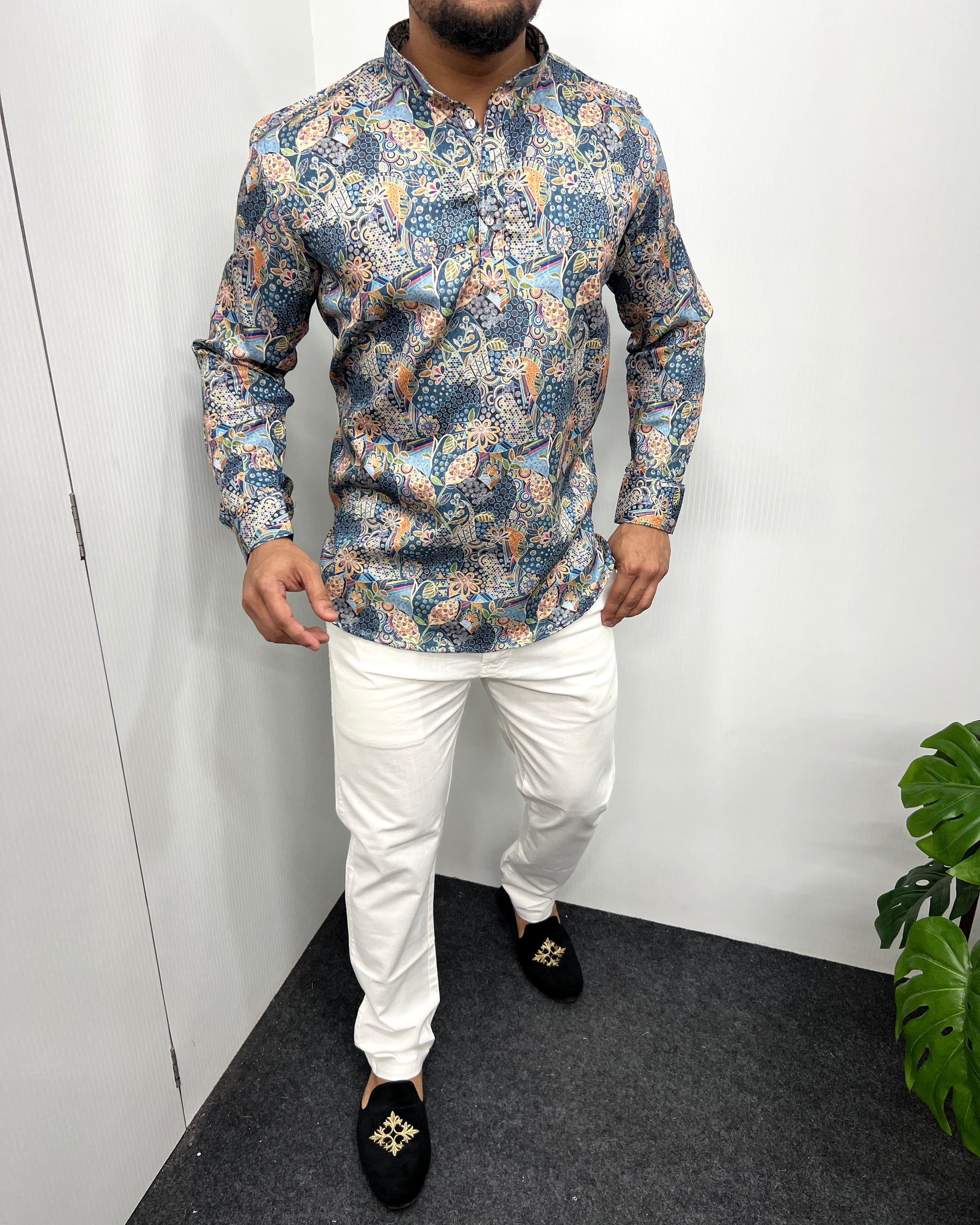 Jari Fabric Printed Premium Short Kurta