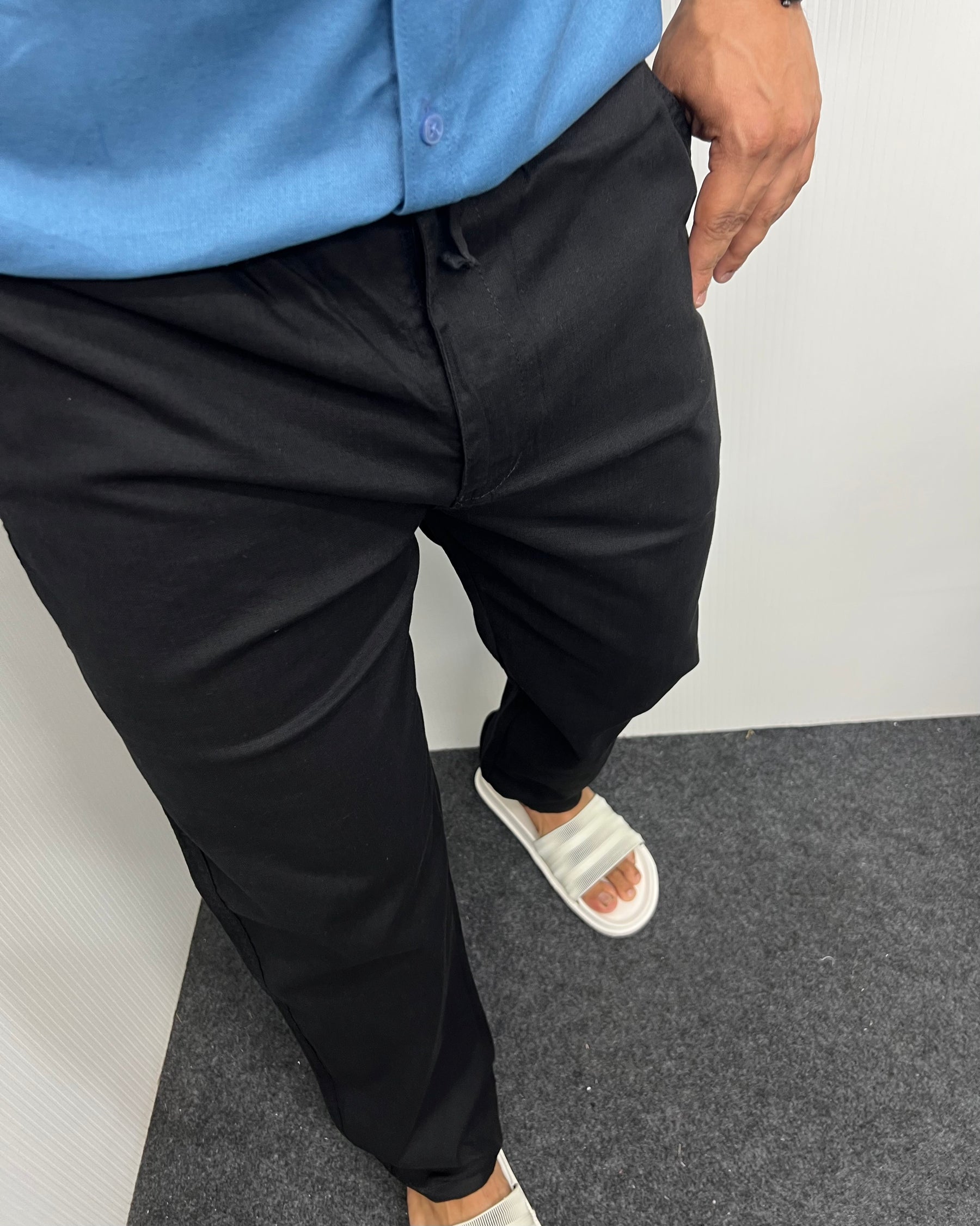 Black Imported Dobby Baggy Pant